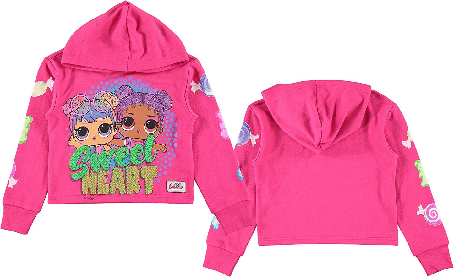 L.O.L. Surprise! Girls All Over Print Hoodie- Raw Edge Skimmer Hoodie Sizes 4-20