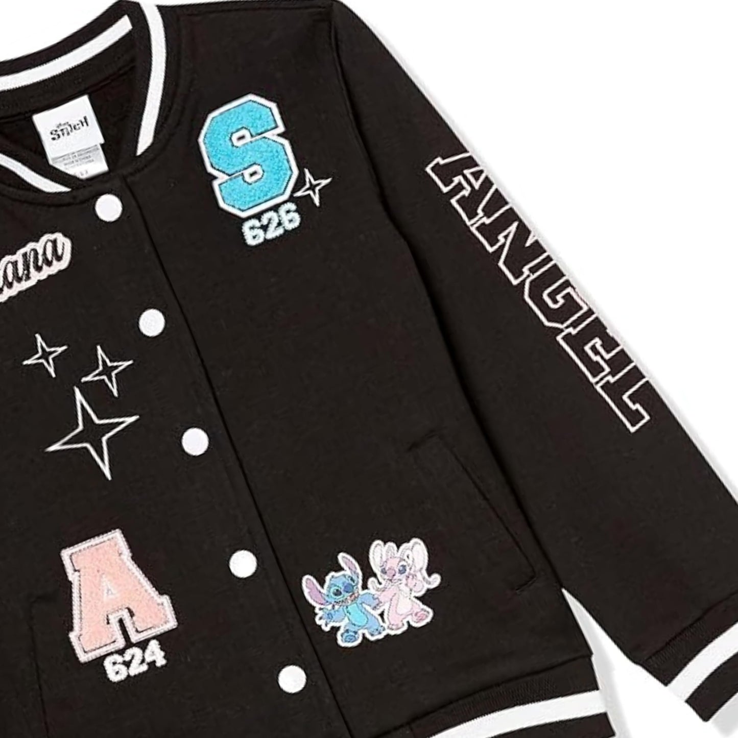 Disney Lilo,Stitch and Angel Varsity Bomber Jacket - Little and Big Girl Sizes 4-16