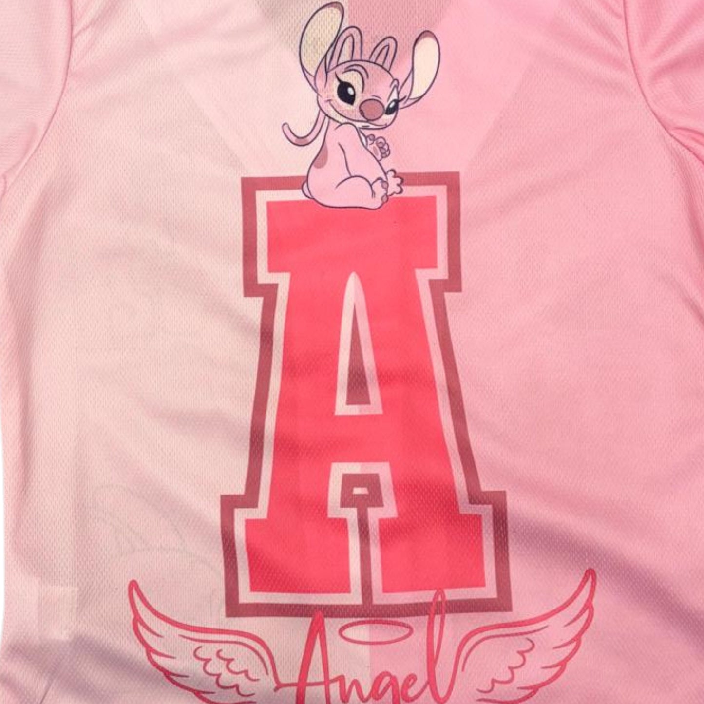 Disney Girls Baseball Jersey T-Shirt with Lilo & Stitch and Mickey Mouse- Girls Sizes 4-16 Hot Pink