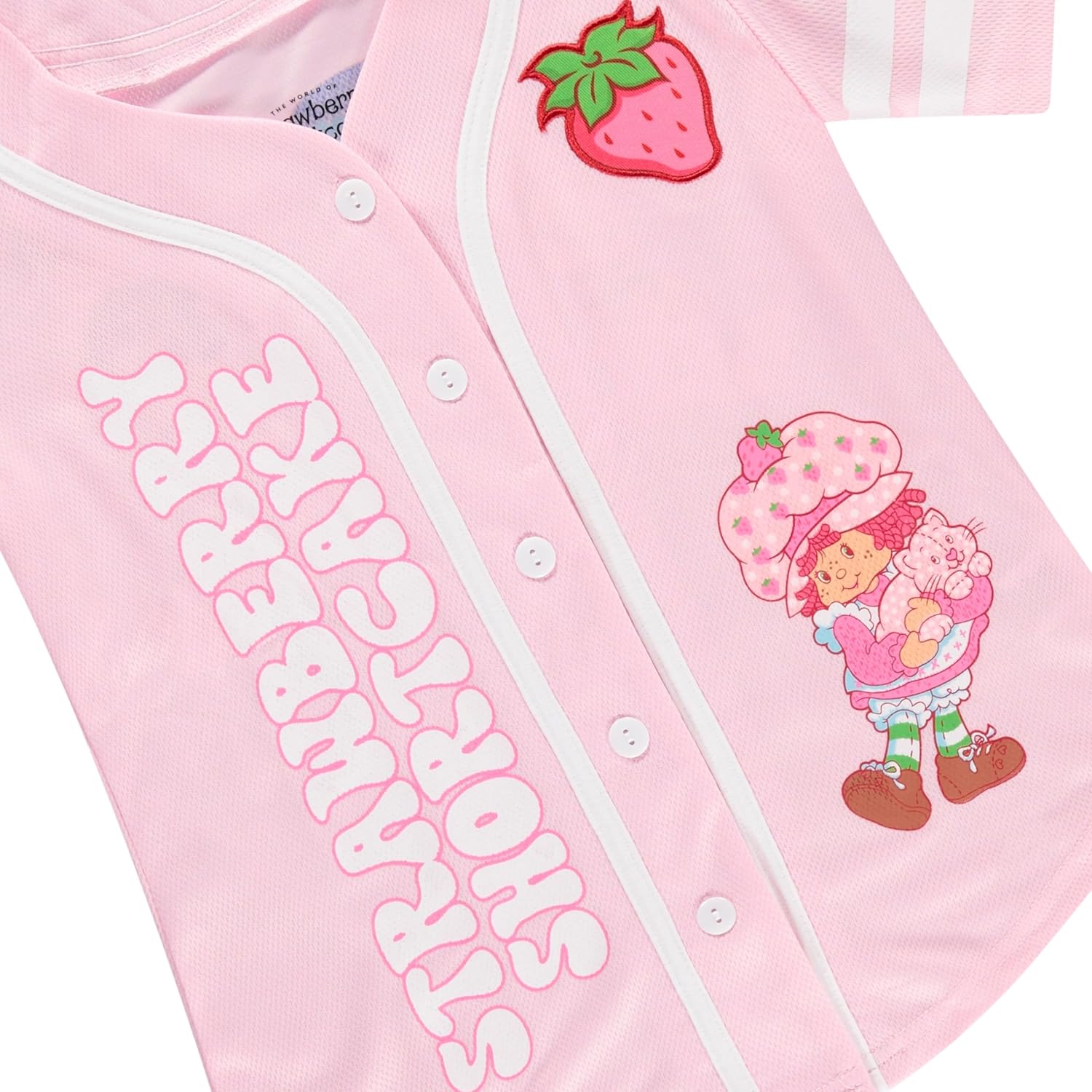 Strawberry Shortcake Girls Baseball Jersey Shirt, Button Front Graphic Top, Kids Sizes 7-16