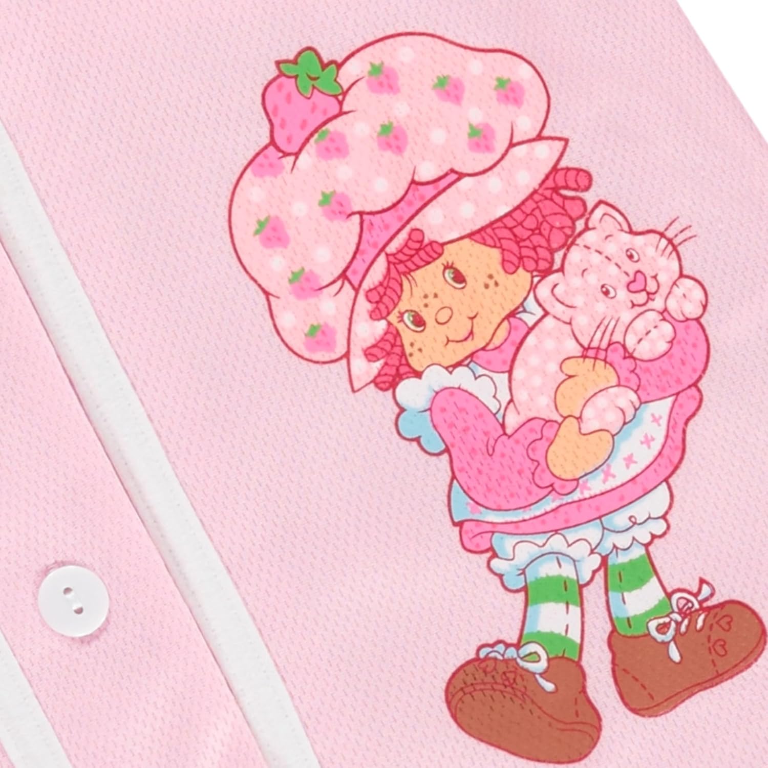 Strawberry Shortcake Girls Baseball Jersey Shirt, Button Front Graphic Top, Kids Sizes 7-16