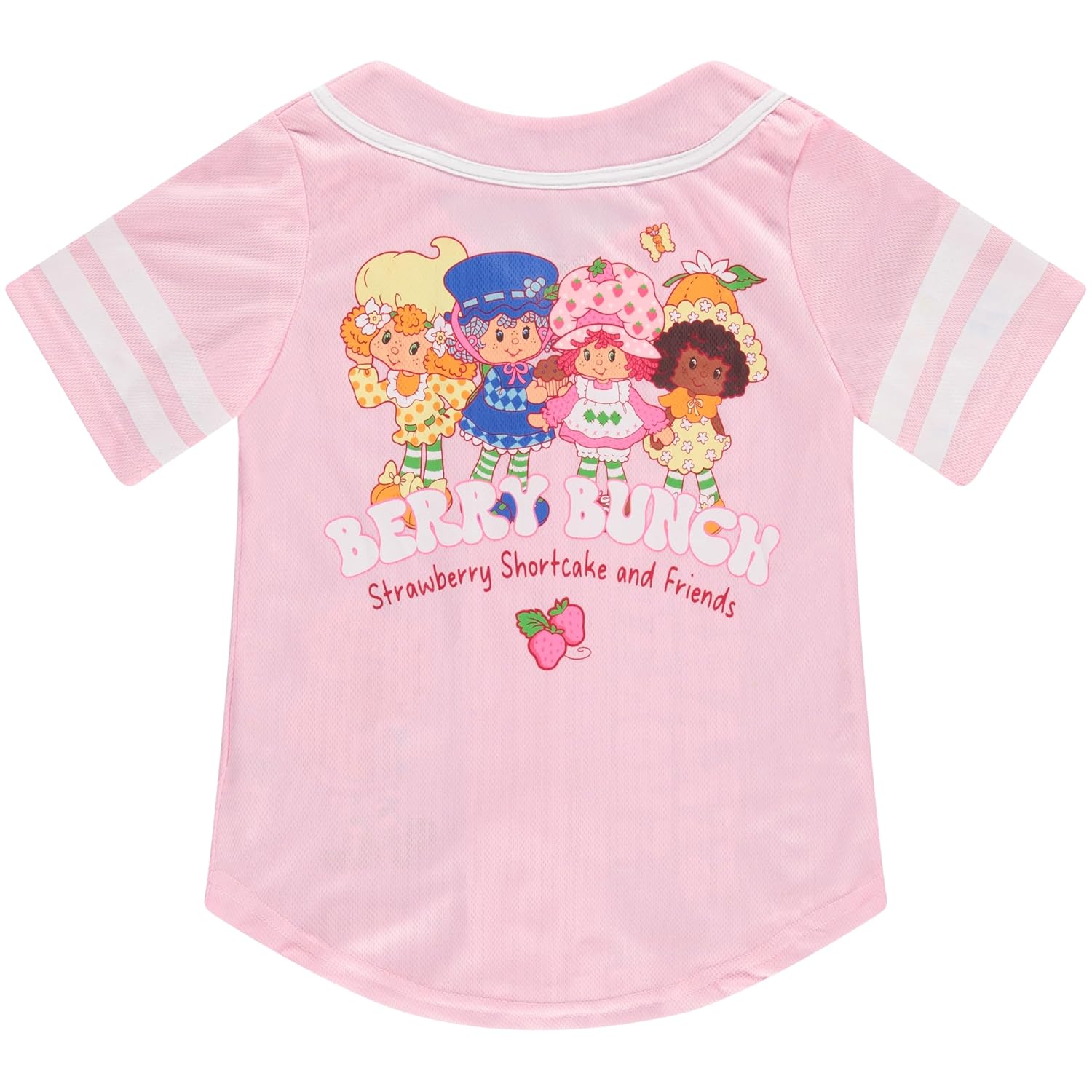 Strawberry Shortcake Girls Baseball Jersey Shirt, Button Front Graphic Top, Kids Sizes 7-16