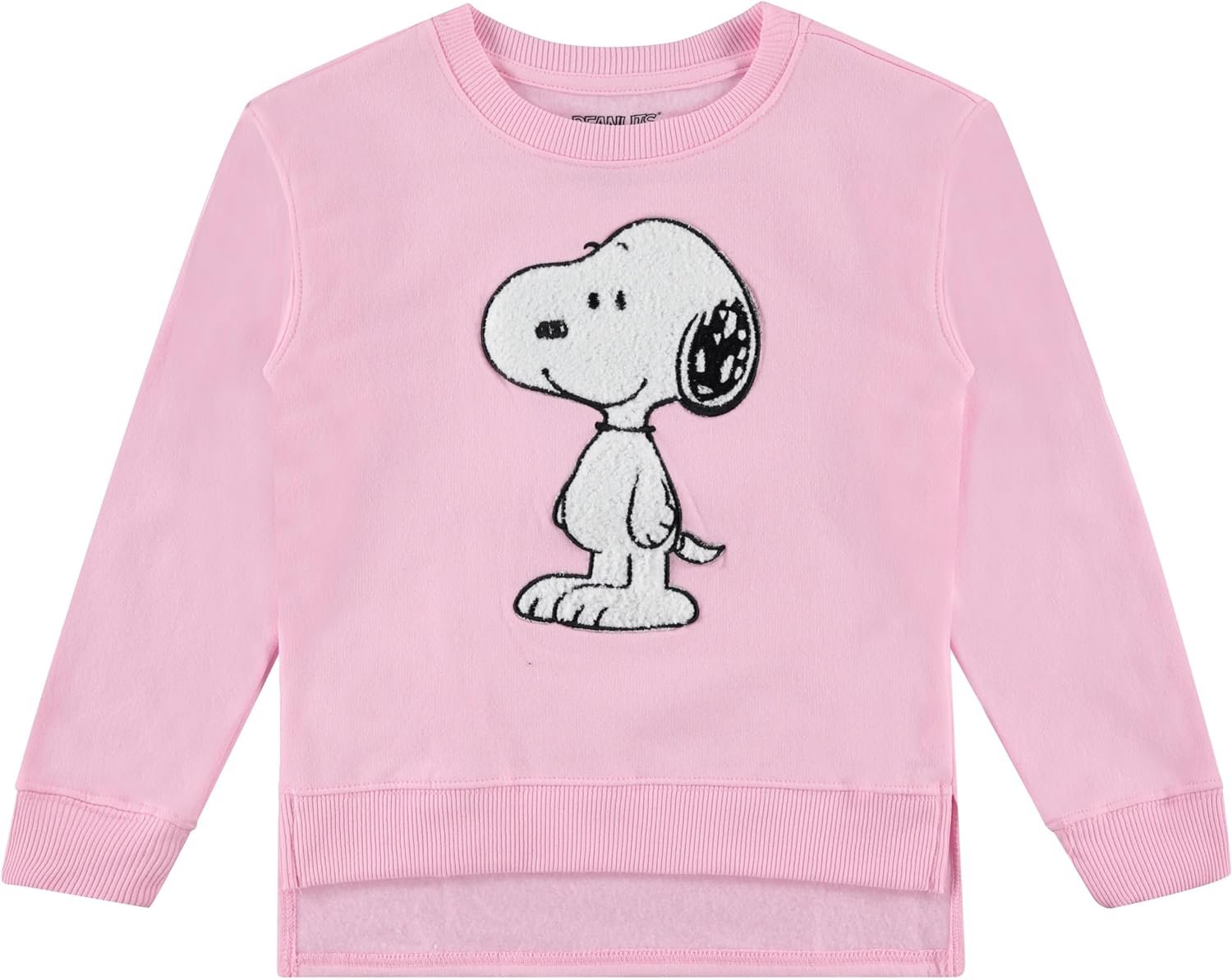 Peanuts Snoopy Girls Pullover Sweatshirt with Chenille Patch - Big Girls Sizes 7-16 Pink