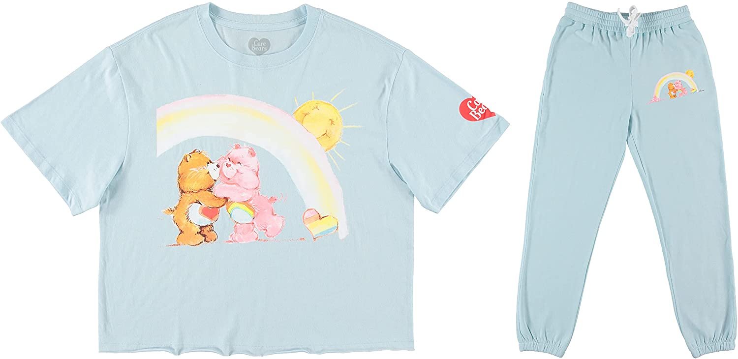 Mighty Fine Care Bears T-Shirt and Jogger Pants Set for Juniors Adults - Cheer Bear and Tenderheart Clothing set