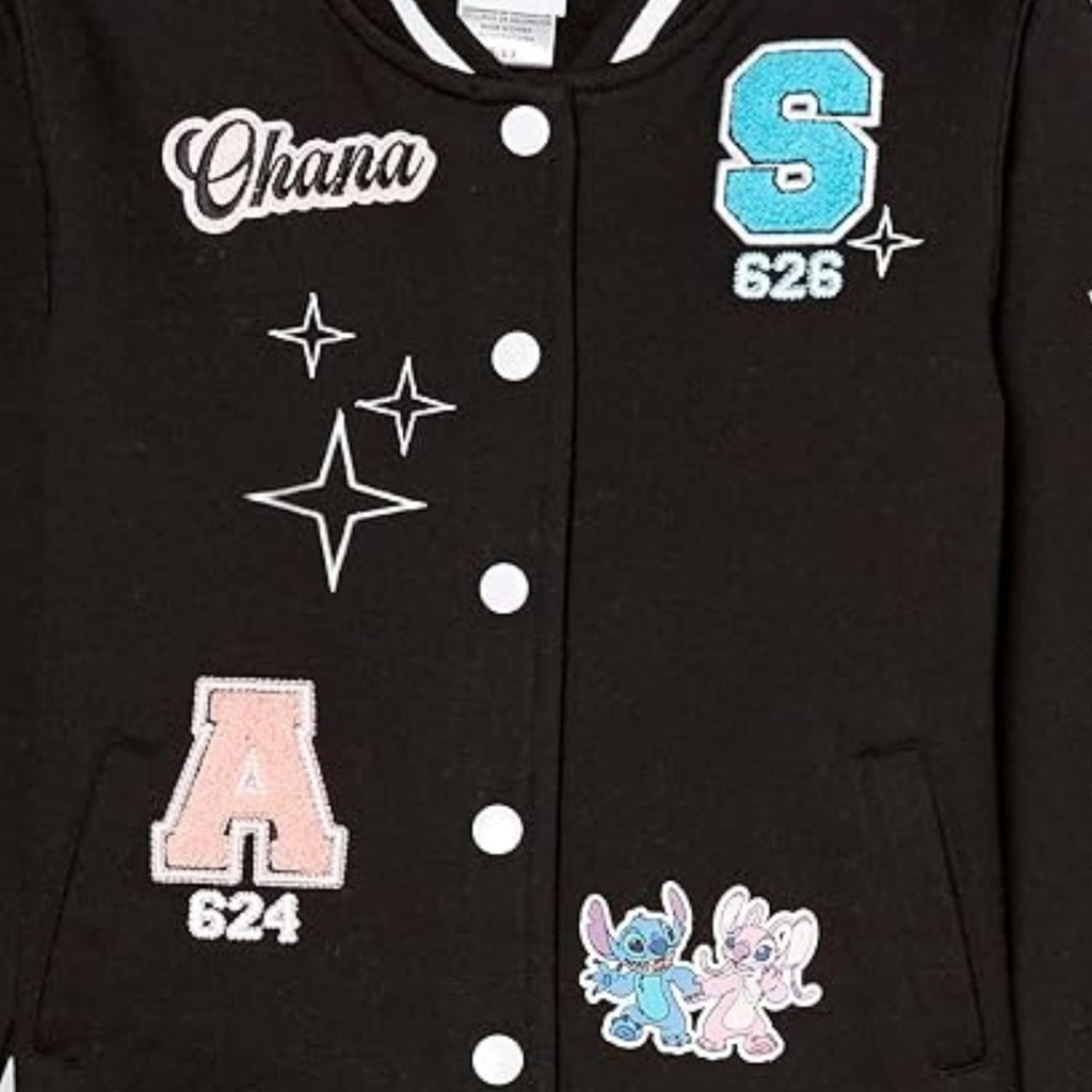 Disney Lilo,Stitch and Angel Varsity Bomber Jacket - Little and Big Girl Sizes 4-16