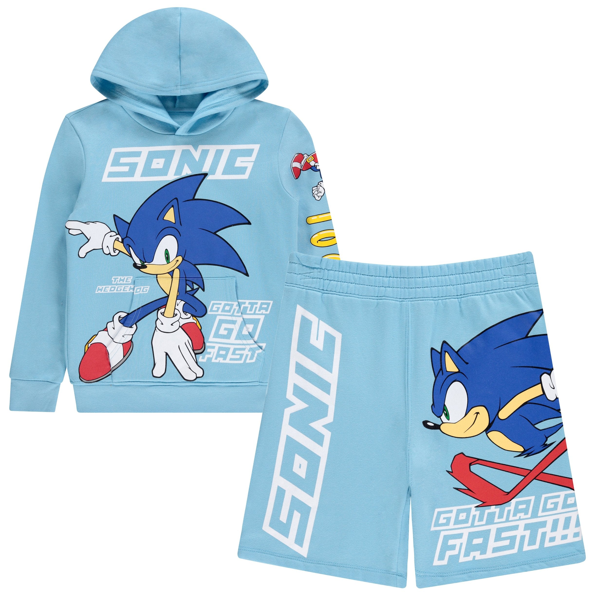 Boys Sonic The Hedgehog Hoodie and Shorts 2-Piece Set - Sonic Shorts and Hoodie Clothing Set