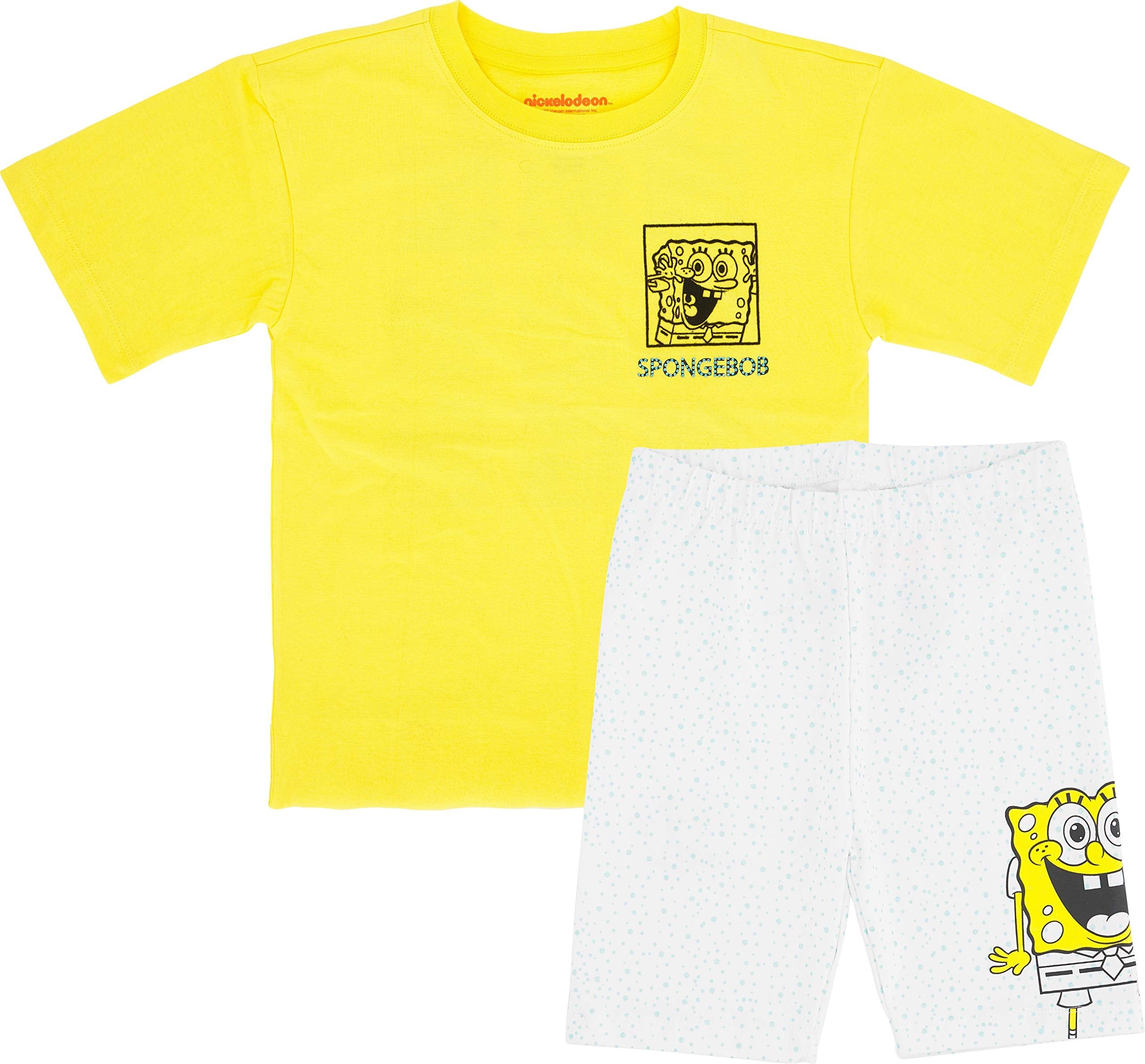 SpongeBob SquarePants Girls Biker Shorts and Oversized Cozy T-Shirt- 2- Piece Set