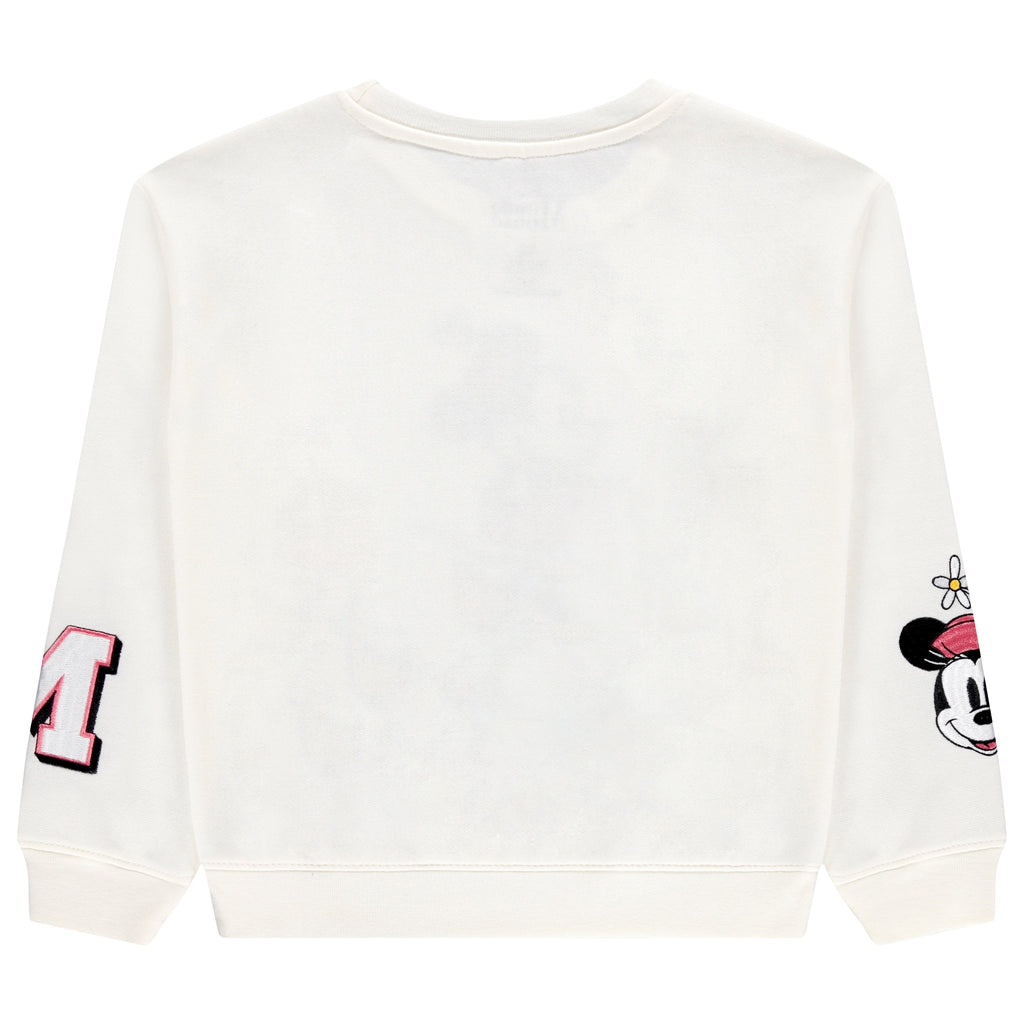 Minnie Mouse Girls Sweatshirt -Jumbo Print and Embroidery Minnie Mouse Sweater- Sizes 4-16