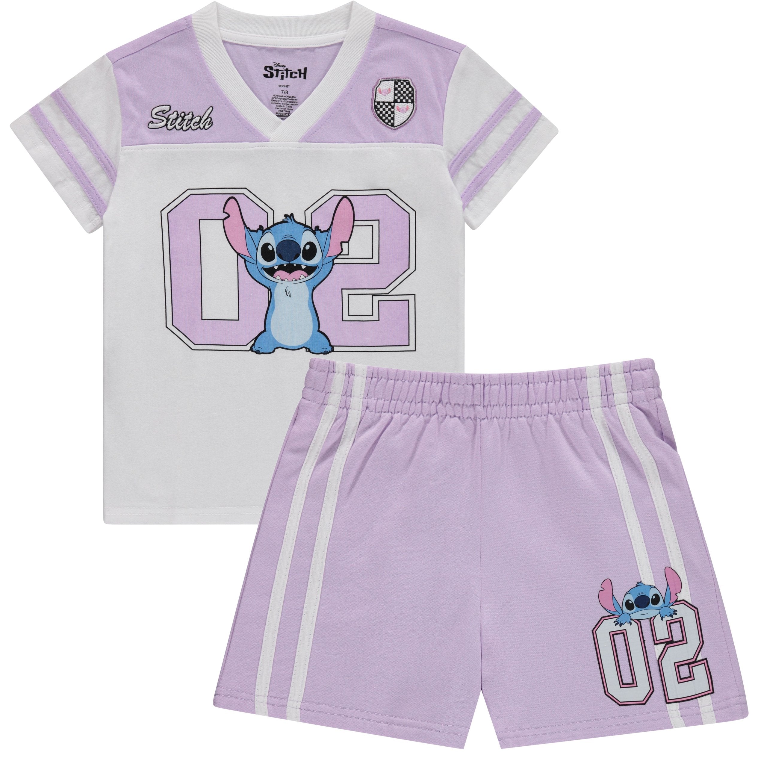 Disney Girls Lilo and Stitch Embroidered Soccer Jersey and Shorts Clothing Set- Little and Big Girls Sizes 4-16