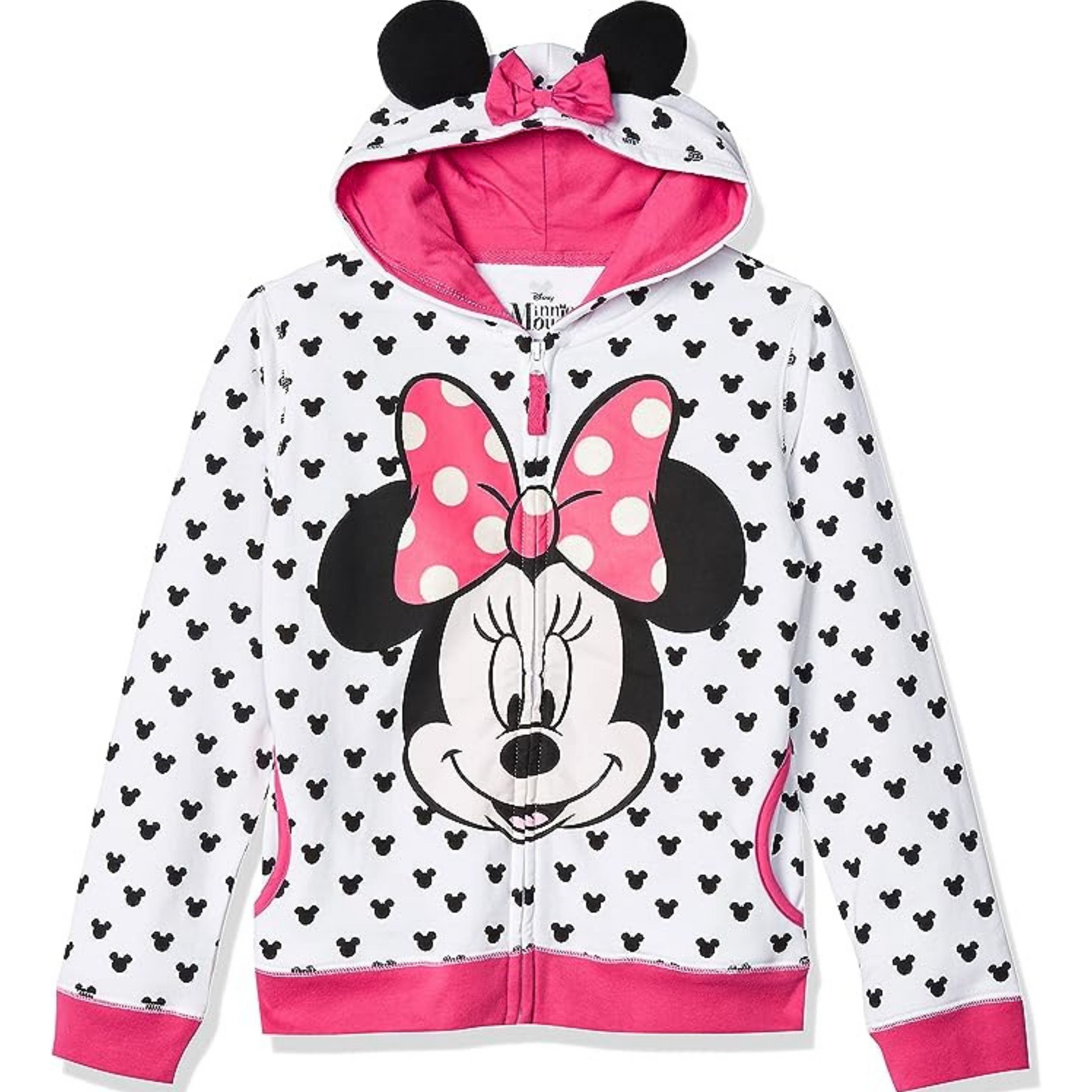 Disney Girls' Minnie Hoodie with Bow and Ears- Toddler, Little and Big Girl Sizes 18M-16