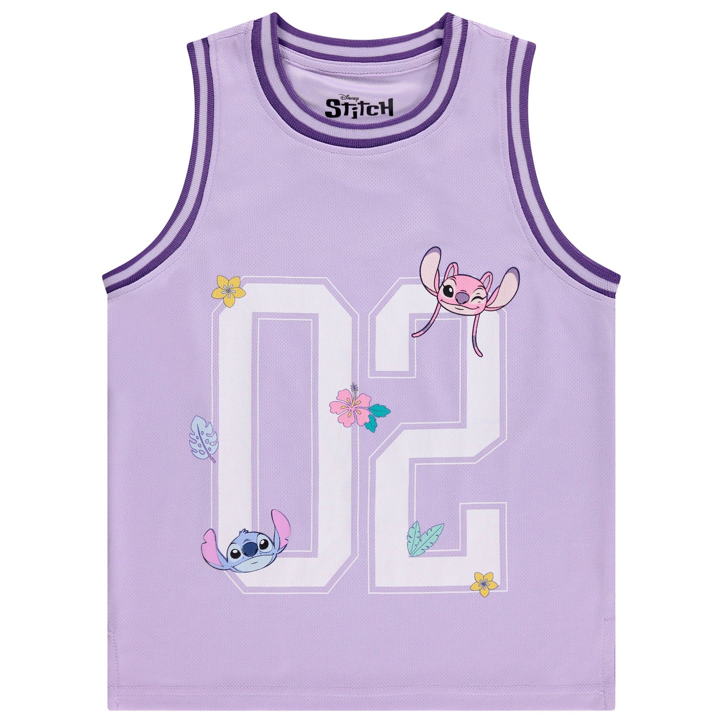 DISNEY Girls Lilo and Stitch Basketball Jersey Shirt and Shorts Set- Big Girls Sizes 7-16