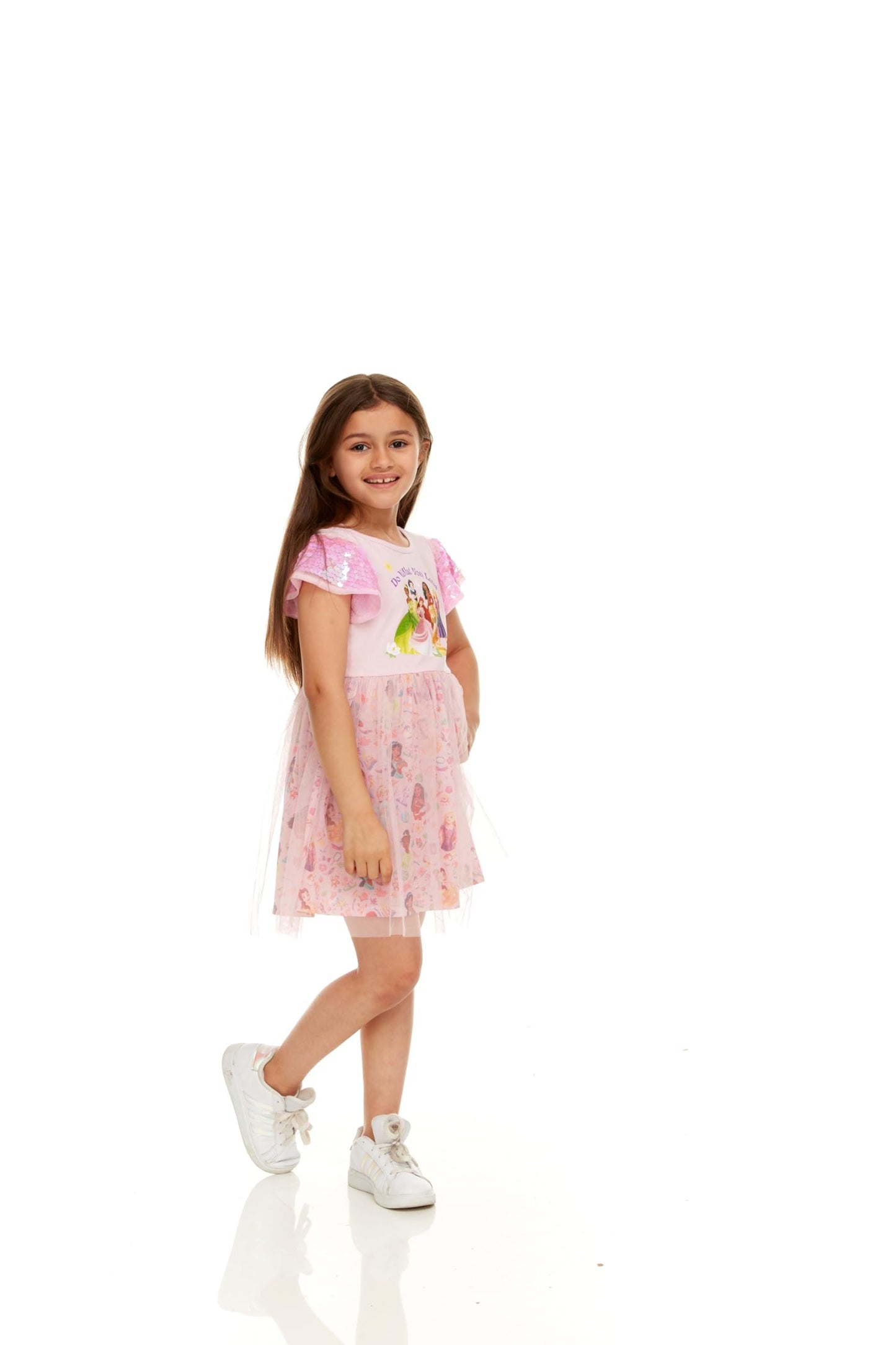 Disney Princess Sequin Sleeve Tulle Dress-Girls Sizes 2-6x