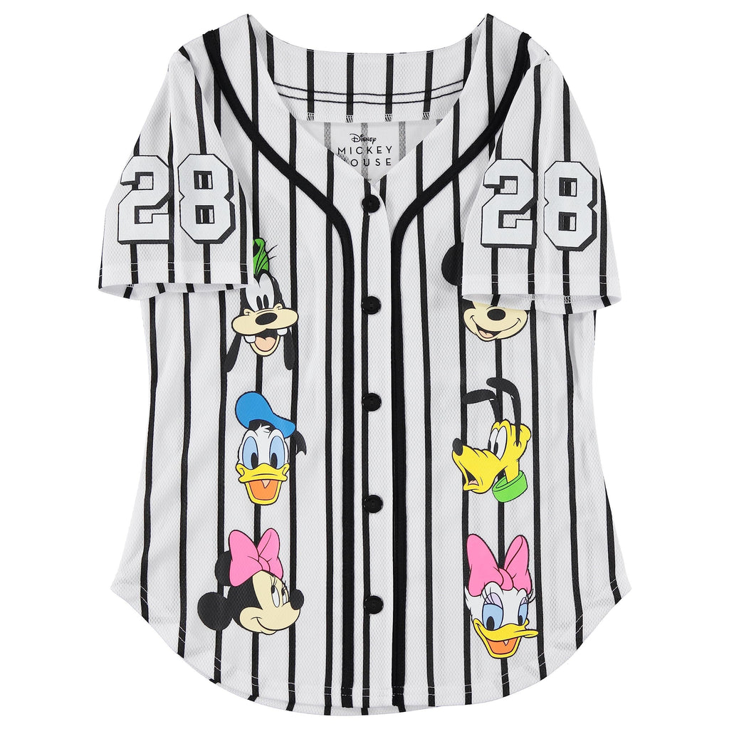 Disney Girls Baseball Jersey T-Shirt with Lilo & Stitch and Mickey Mouse- Girls Sizes 4-16 Hot Pink