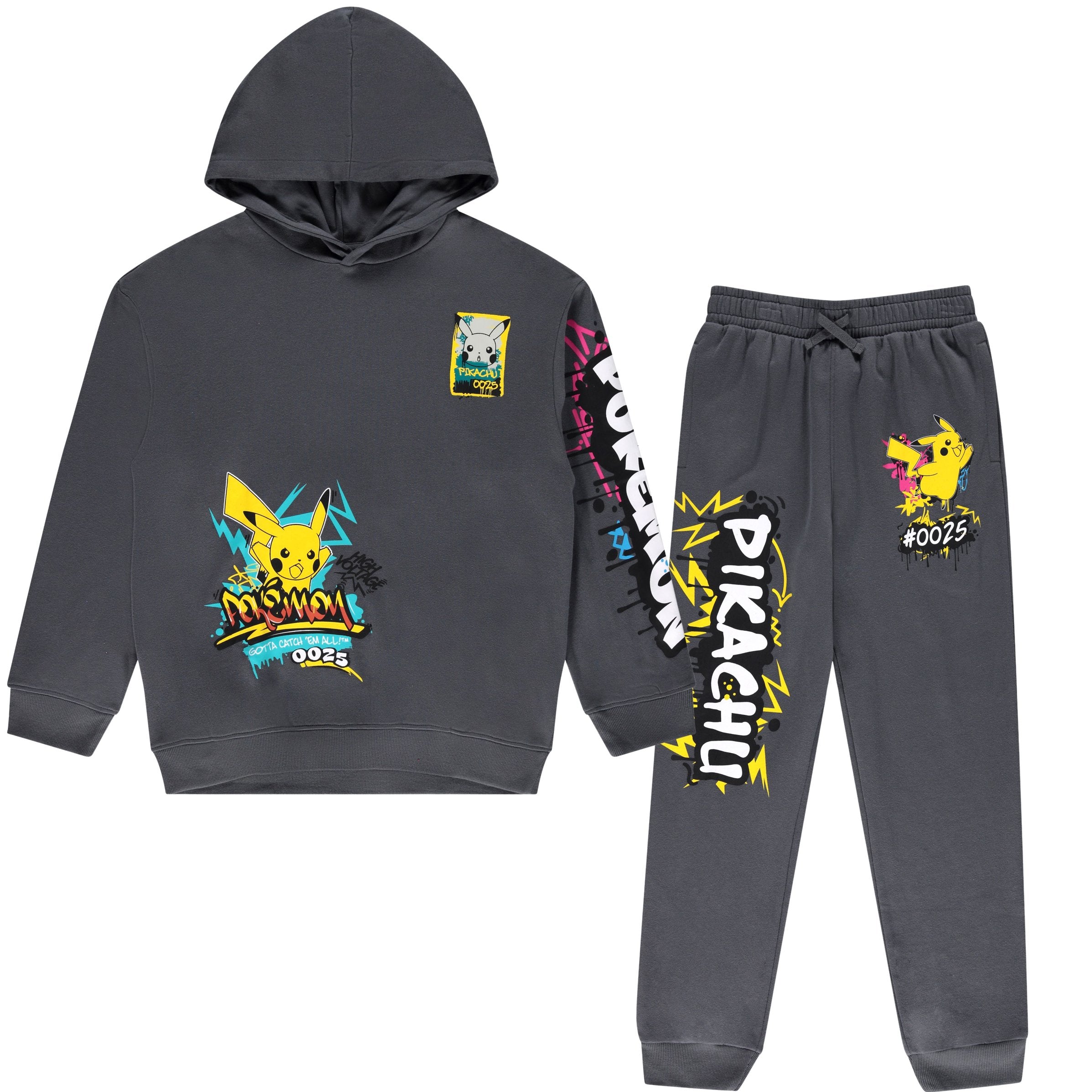 Pokémon Pikachu Boys’ Hoodie and Jogger Set – Graffiti Graphic 2-Piece Outfit, Sizes XS–XL