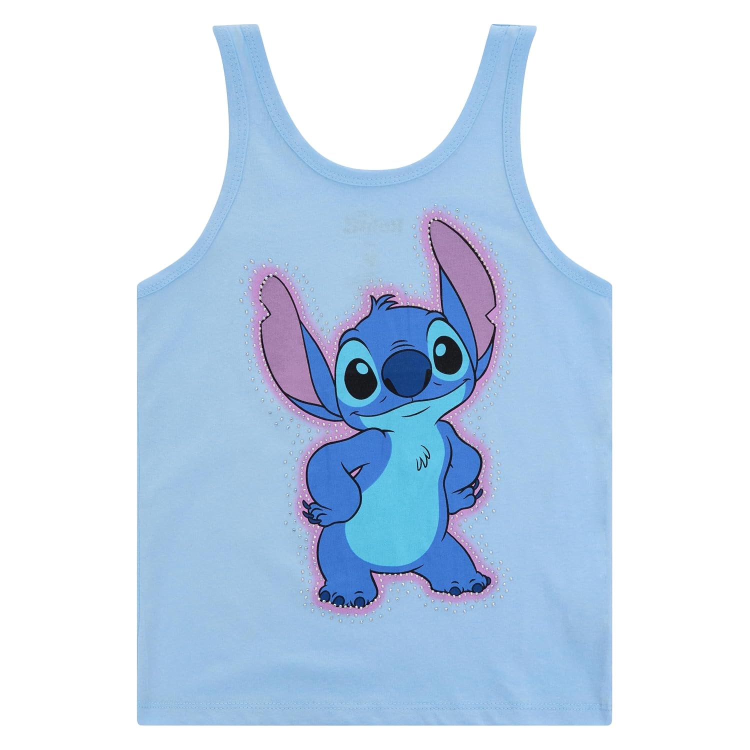 Disney Lilo & Stitch Girls 2 Piece Tank Top and Shorts Set – Gradient Rhinestone Graphic Summer Outfit