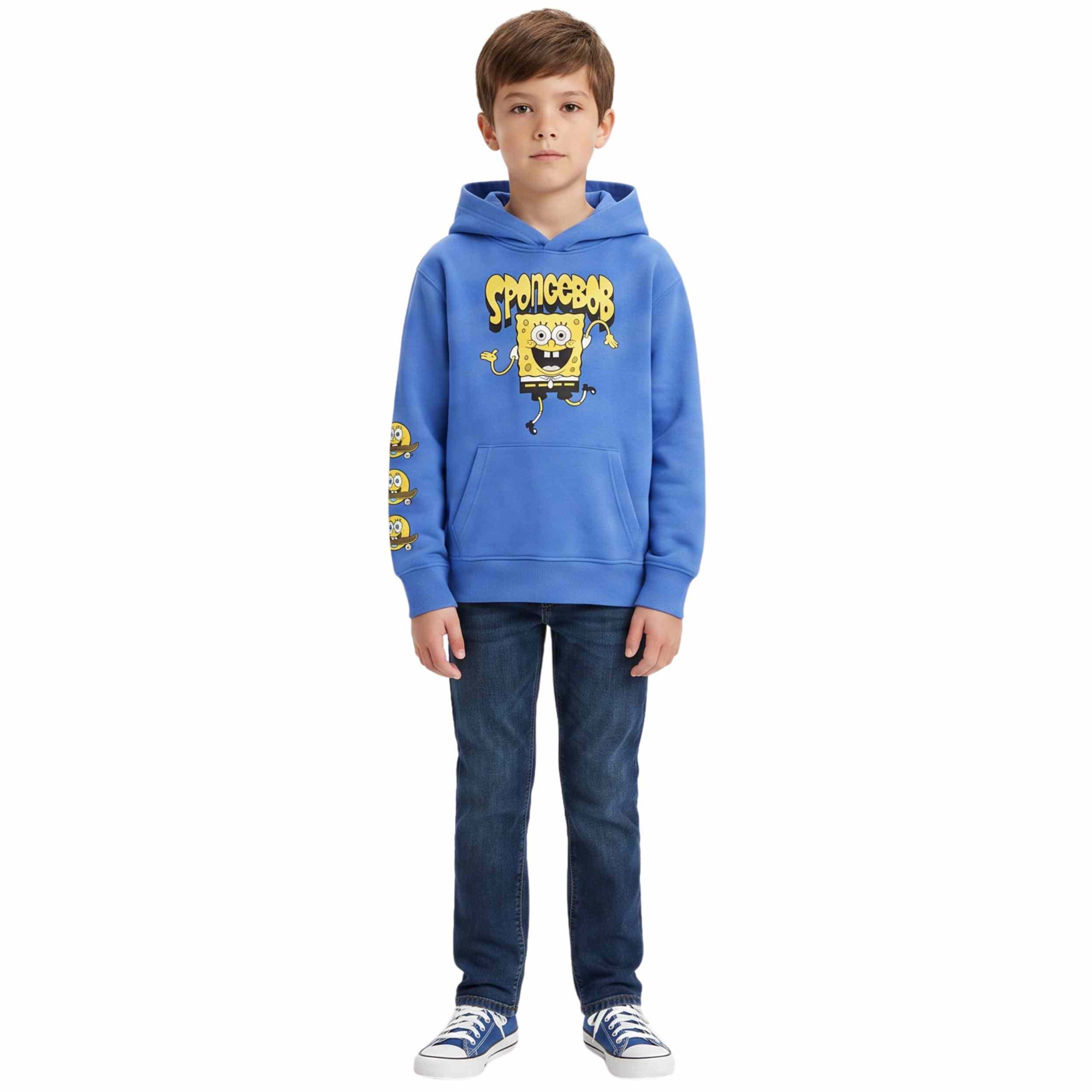 SpongeBob SquarePants Boys Pullover Hoodie - Little and Big Boys Sizes 4-20 Blue