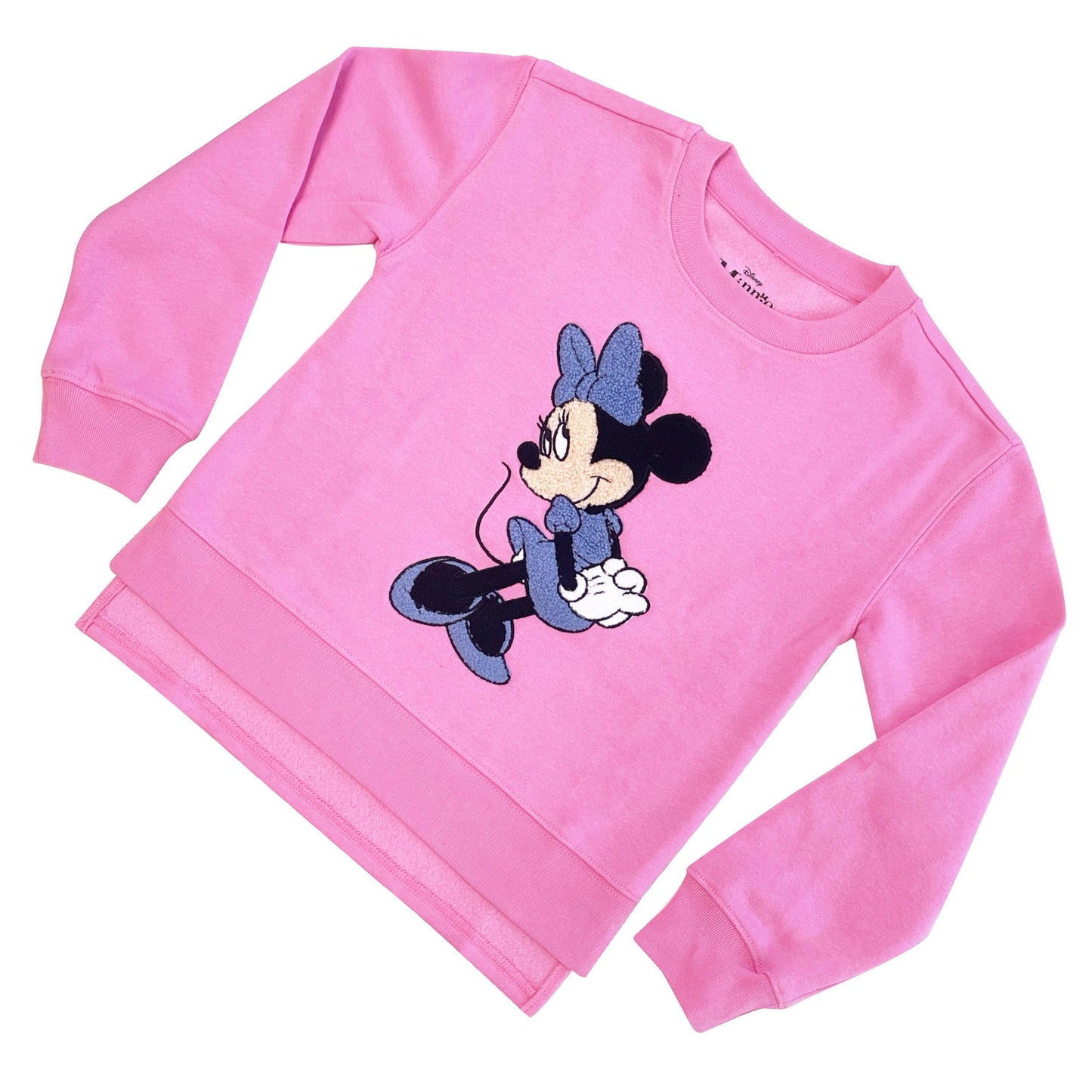 Minnie Mouse Girls Sweatshirt -Jumbo Print and Embroidery Minnie Mouse Sweater- Sizes 4-16