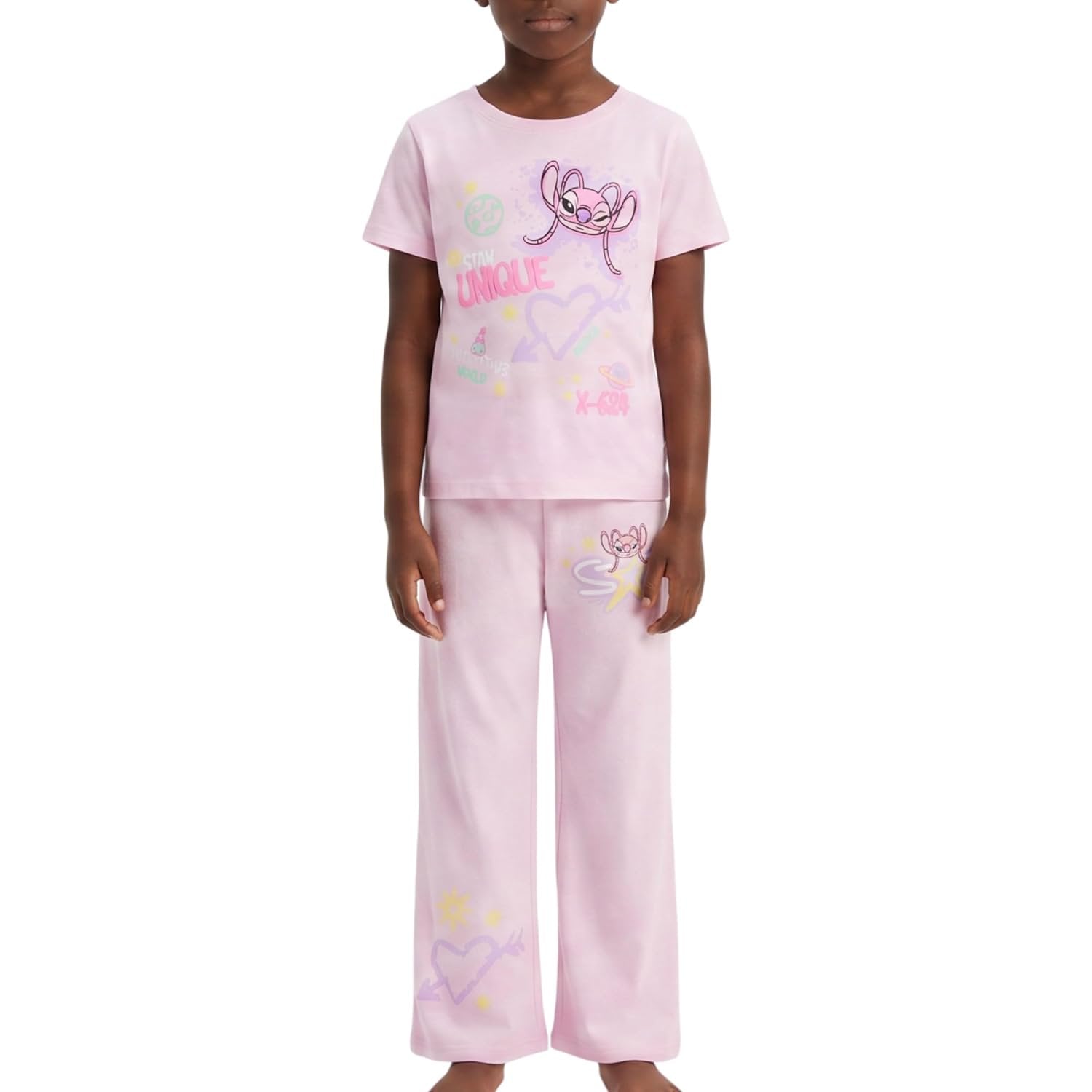 Disney Lilo & Stitch Girls 2 Piece Outfit Set – Graphic T-Shirt with Jogger or Wide Leg Pants - Sizes 4-16