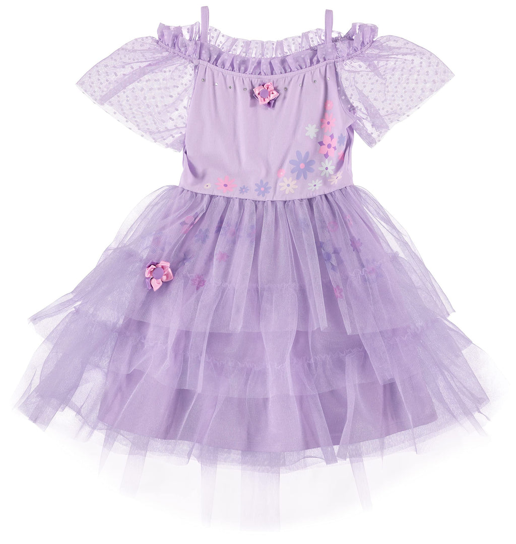 DISNEY Girls Lavender Tutu Flower Dress - Encanto Inspired Isabela Costume Dress Lilac- Sizes XS-XL