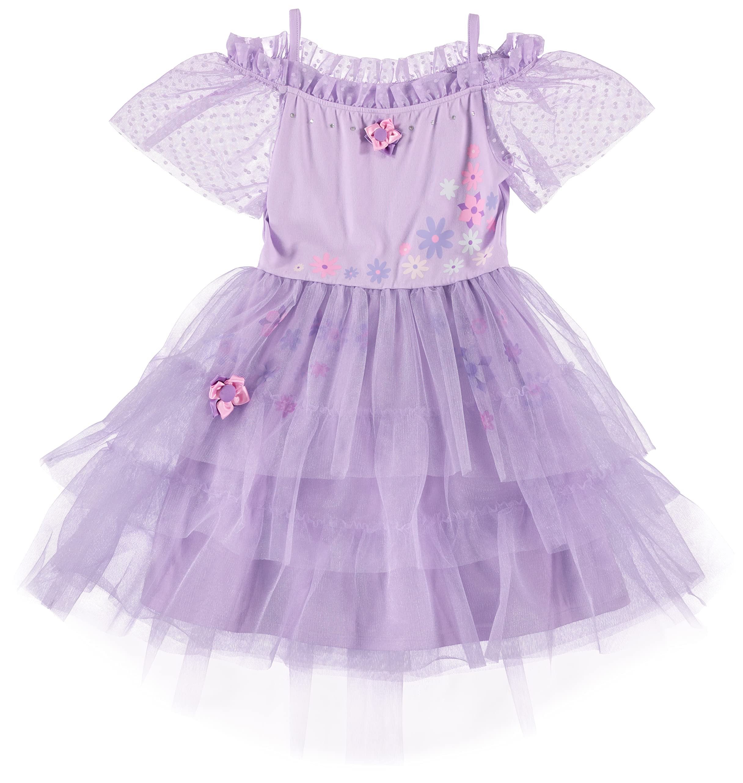 DISNEY Girls Lavender Tutu Flower Dress - Encanto Inspired Isabela Costume Dress Lilac- Sizes XS-XL