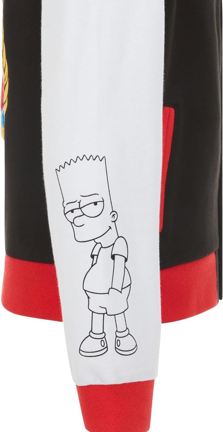 The Simpsons Boys' Bart French Terry Button Up Varsity Bomber Jacket Little Big Kid