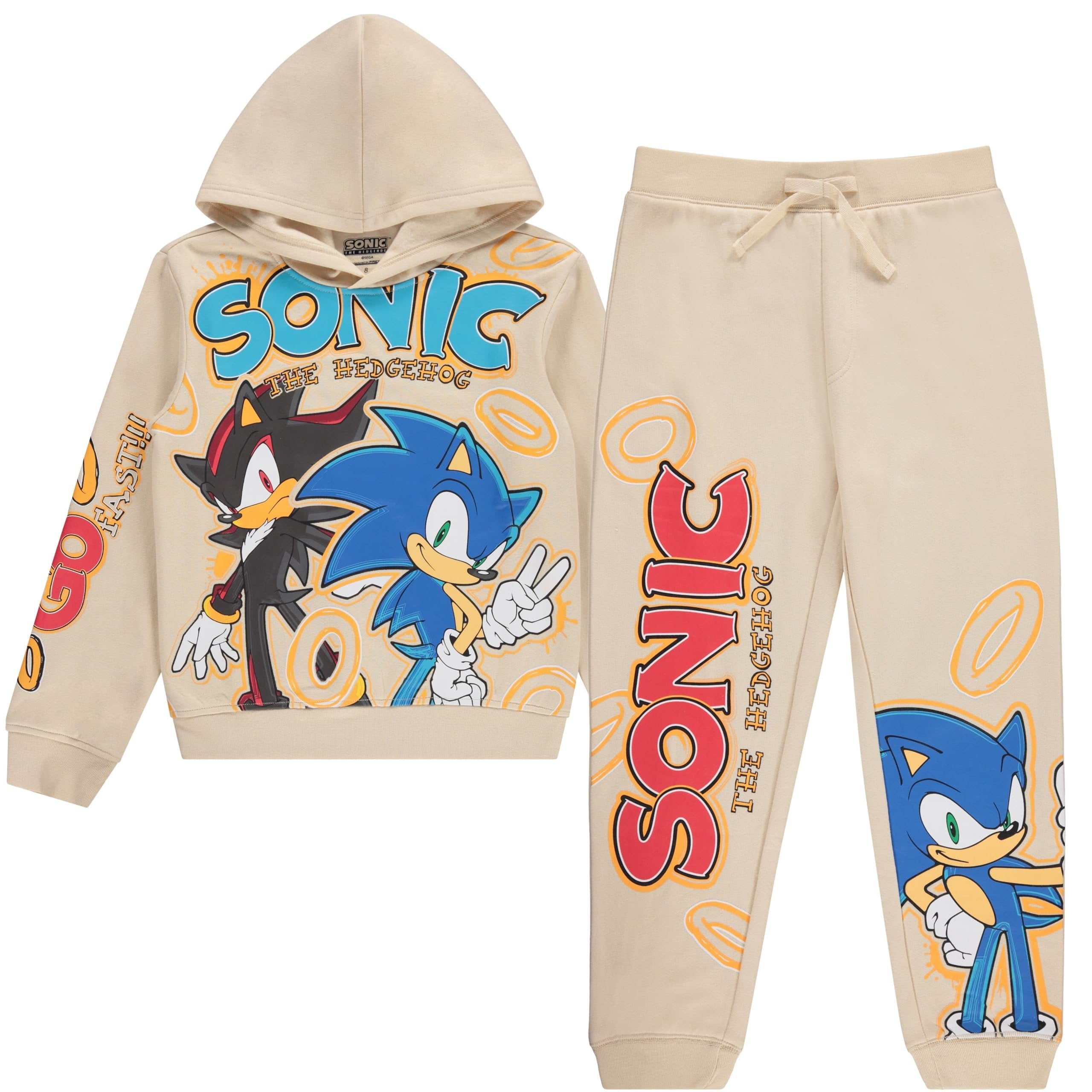 Sonic The Hedgehog Boys Graphic Hoodie and Jogger Pants 2-Piece Outfit Set- Sizes 4-20