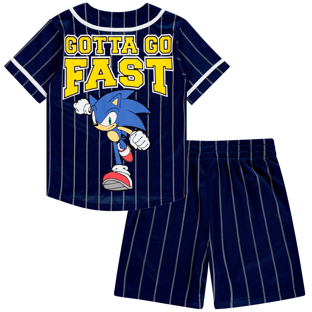 Boys Sonic The Hedgehog Baseball Jersey Shirt and Shorts Clothing Set- Little and Big Boys Sizes 4-20
