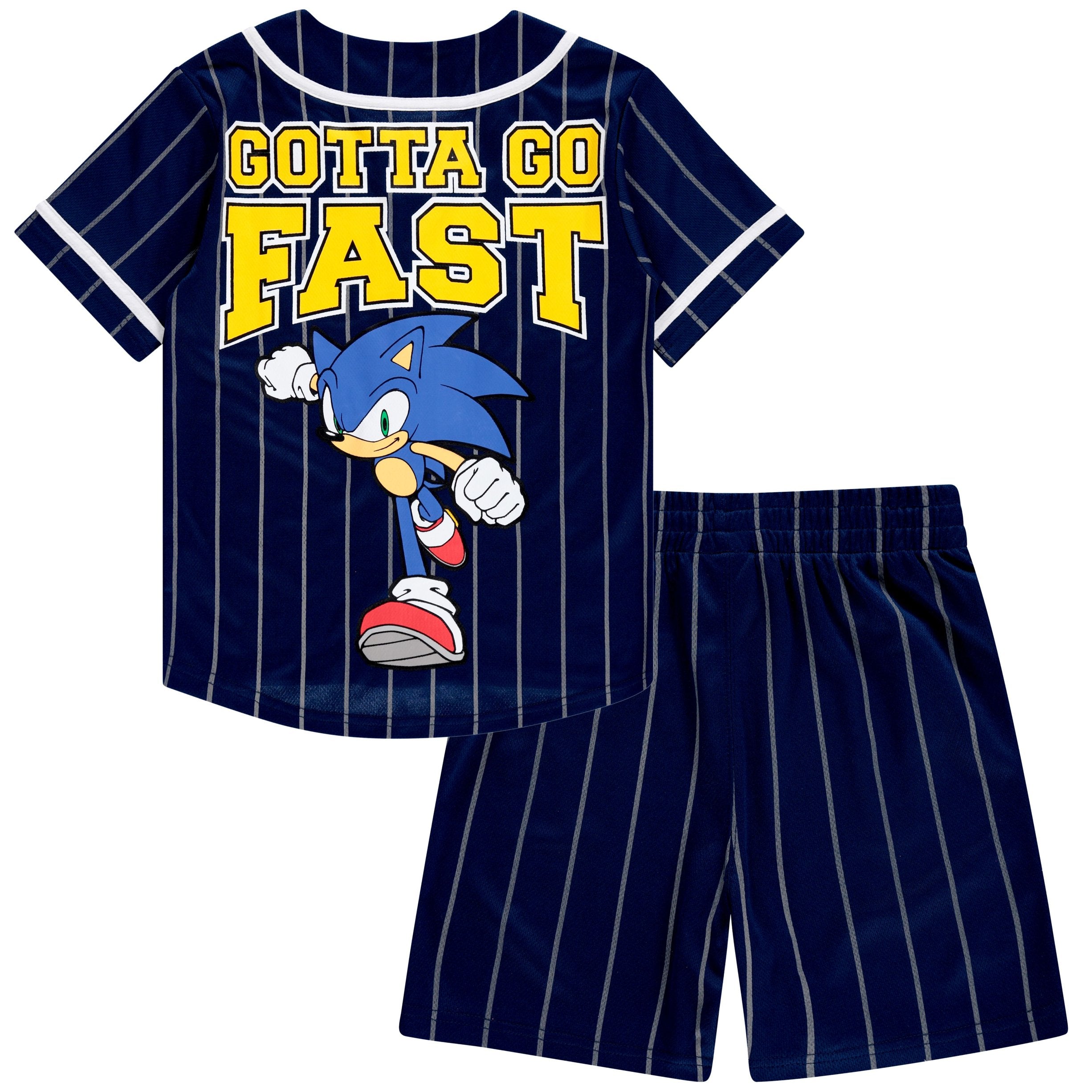 Boys Sonic The Hedgehog Baseball Jersey Shirt and Shorts Clothing Set- Little and Big Boys Sizes 4-20