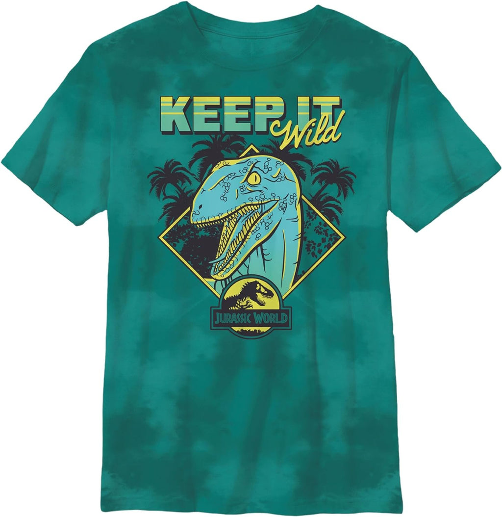 Jurassic World Boys Split Vertical Short Sleeve Tyrannosaurus Rex Dinosaur T-Shirt, Boys Sizes 8-16 (10/12, Black)