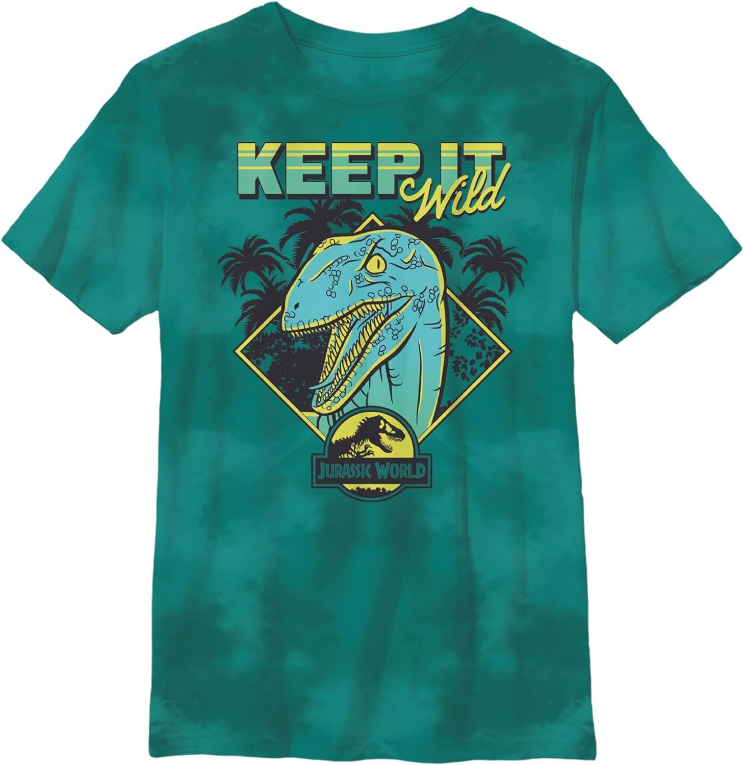 Jurassic World Boys Split Vertical Short Sleeve Tyrannosaurus Rex Dinosaur T-Shirt, Boys Sizes 8-16 (10/12, Black)