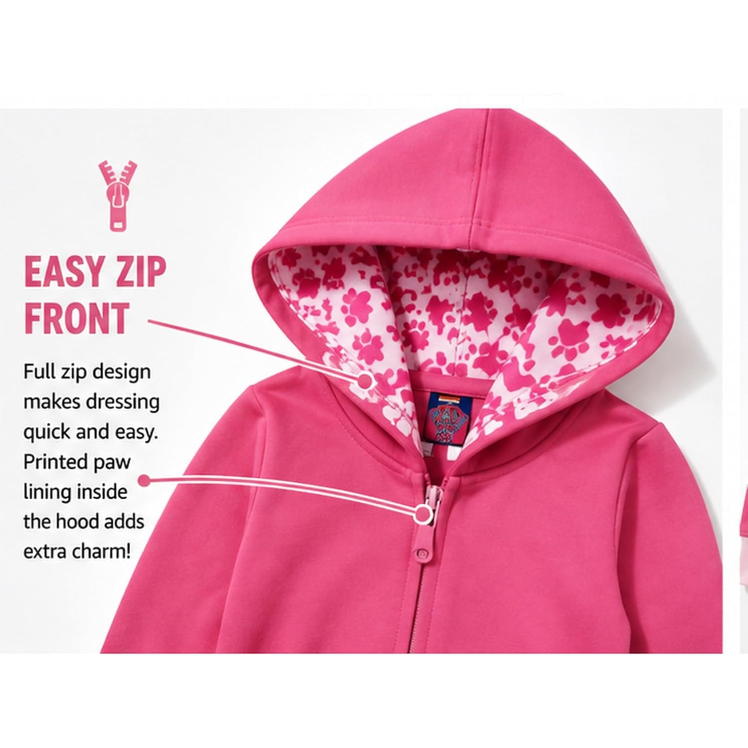 Nickelodeon Paw Patrol Character Big Face Zip-up Hoodies - Skye, Everest - Toddlers