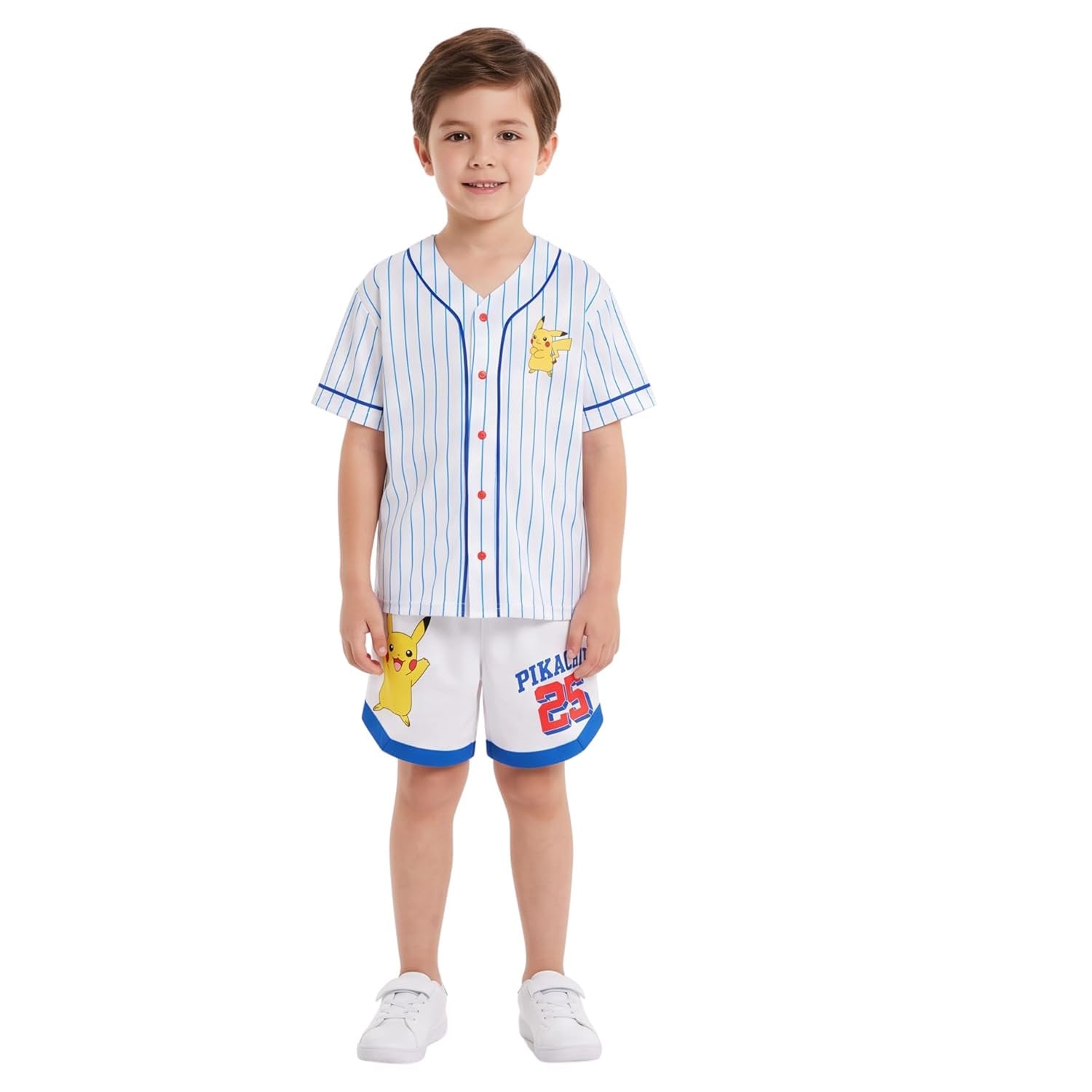 Pokemon Boys Baseball Jersey and Shorts Set, 2 Piece Outfit