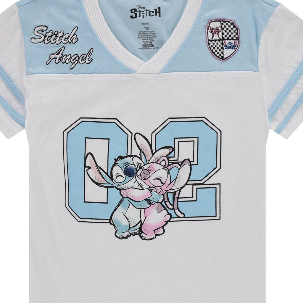 Disney Girls Lilo and Stitch Embroidered Soccer Jersey and Shorts Clothing Set- Little and Big Girls Sizes 4-16