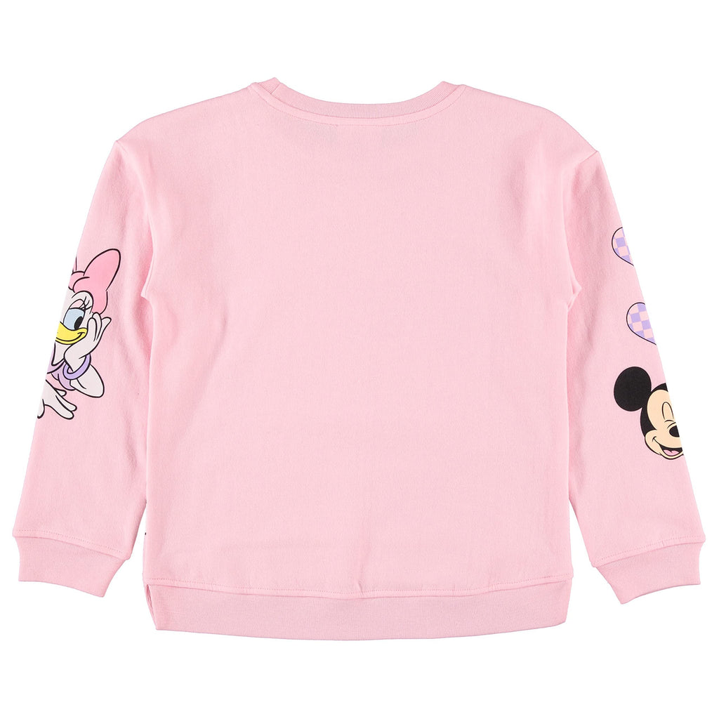 Minnie Mouse Girls Sweatshirt -Jumbo Print and Embroidery Minnie Mouse Sweater- Sizes 4-16