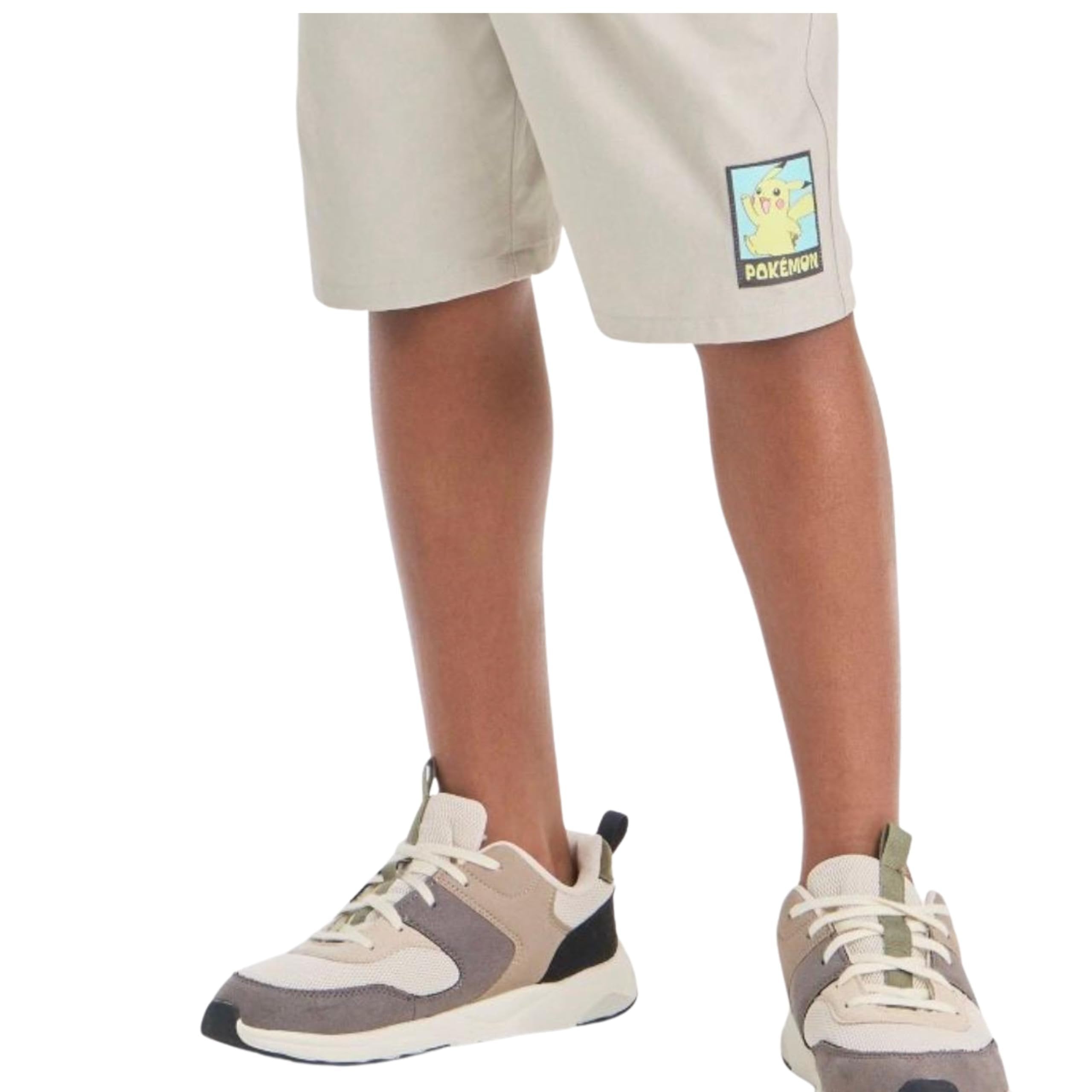 Boys’ Pokemon Pikachu Beach Shorts – Casual Khaki Pull-On Shorts with Pockets, Sizes XS–M