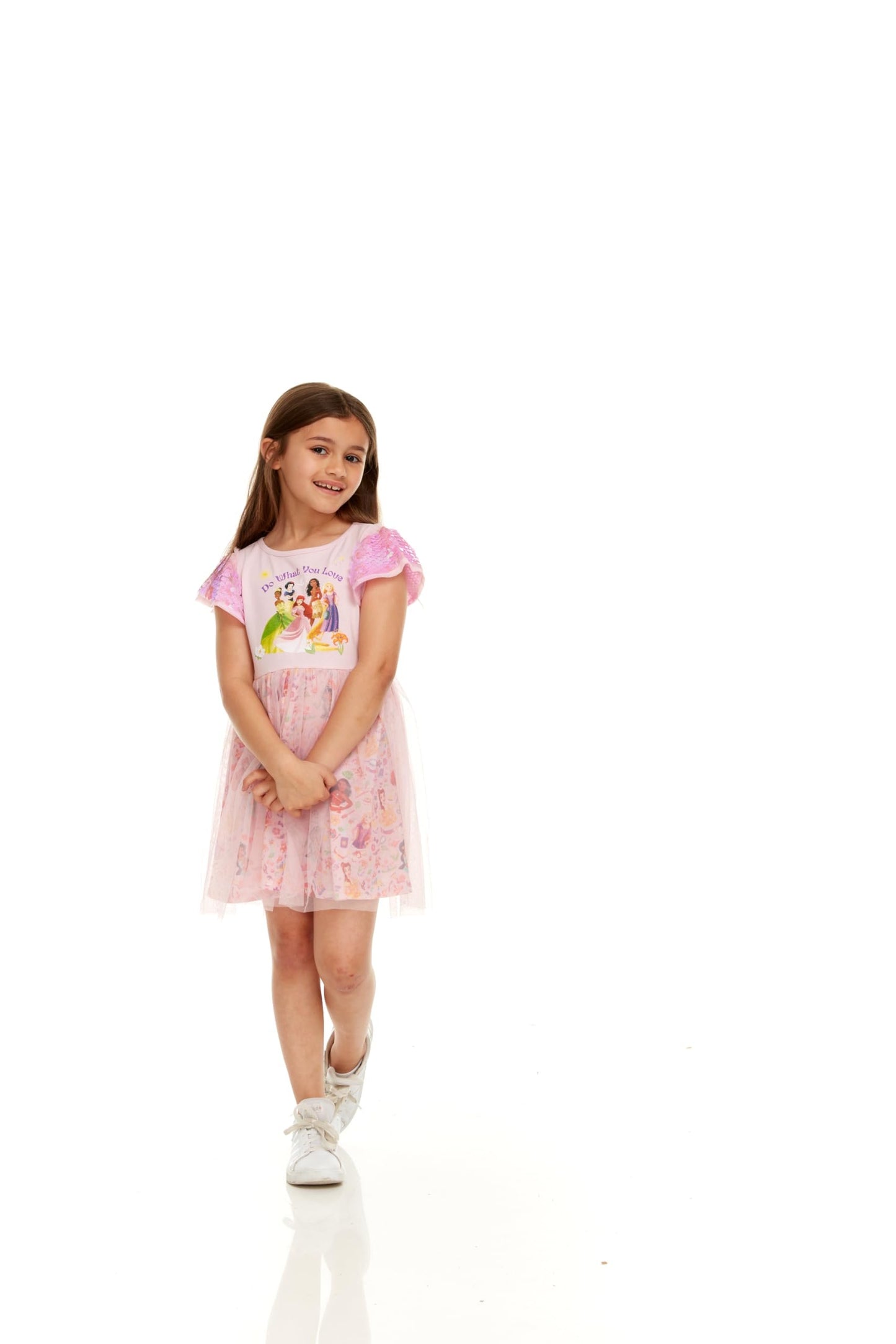 Disney Princess Sequin Sleeve Tulle Dress-Girls Sizes 2-6x