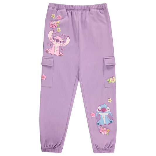 DISNEY Girls Lilo and Stitch Cargo Jogger Sweatpants-Stitch Cargo Sweatpants Little and Big Girls Sizes 4-16