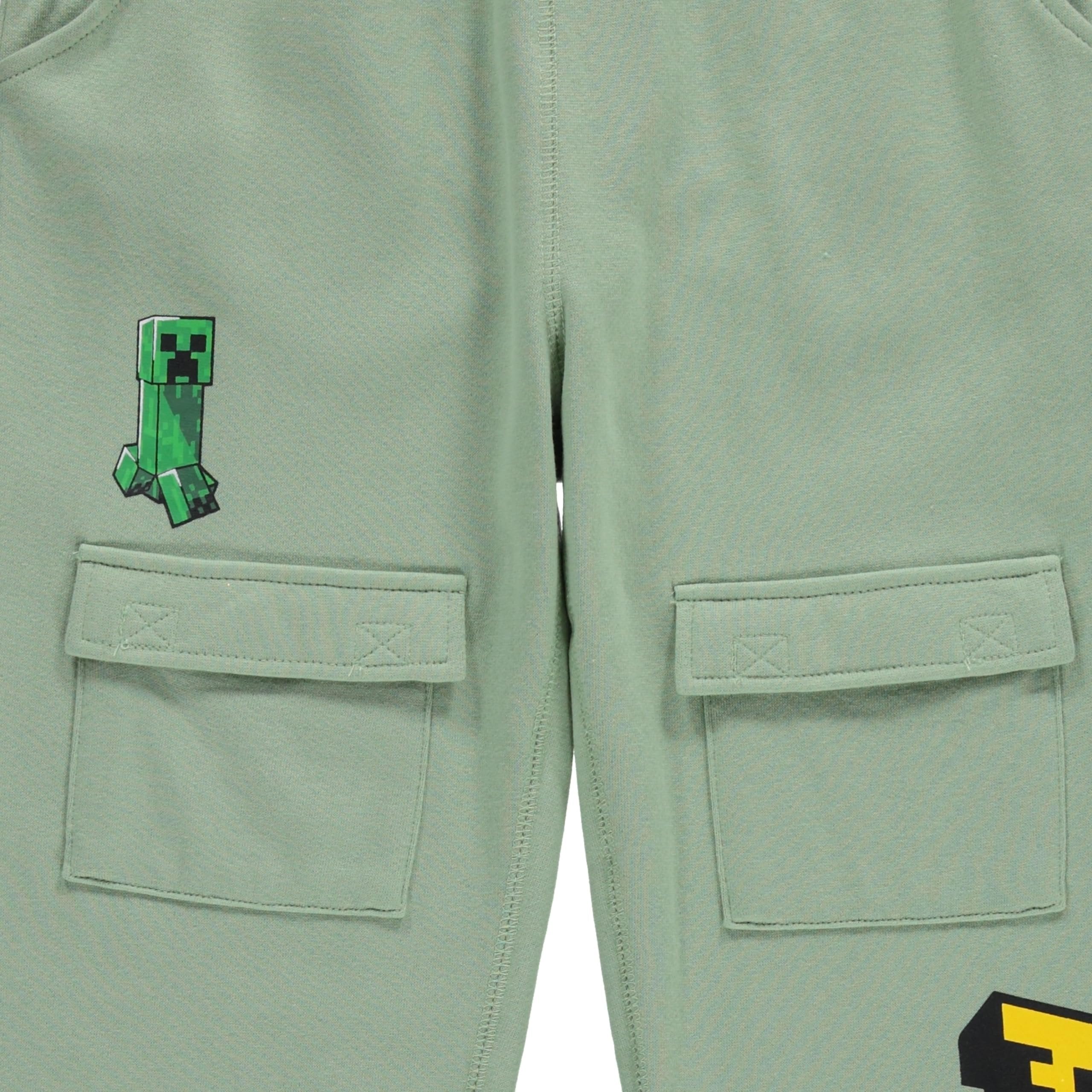 Minecraft Boys Adaptive Cargo Jogger Sweatpants Gaming Clothing Little and Big Boys Sizes XS-XL