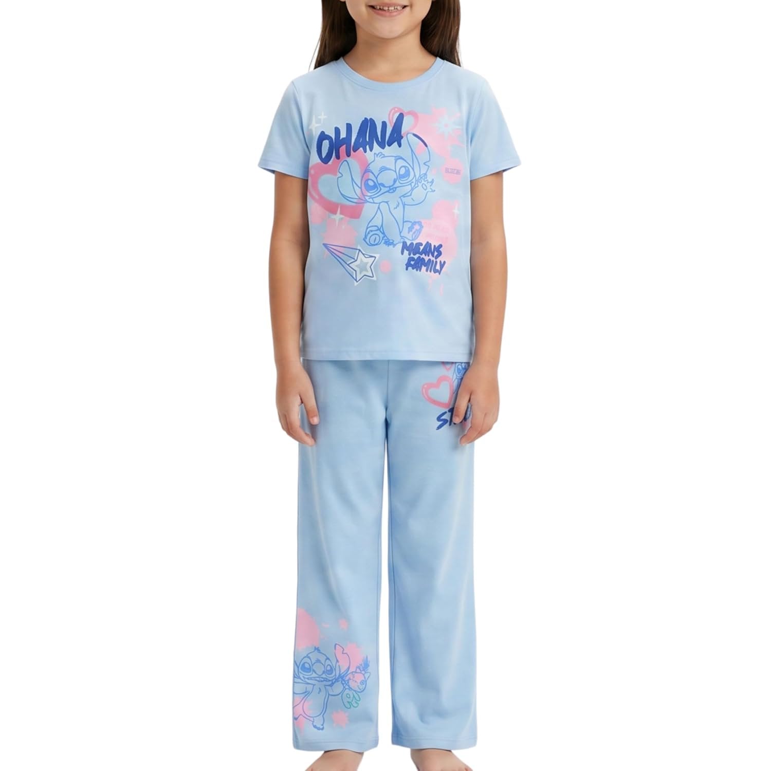 Disney Lilo & Stitch Girls 2 Piece Outfit Set – Graphic T-Shirt with Jogger or Wide Leg Pants - Sizes 4-16