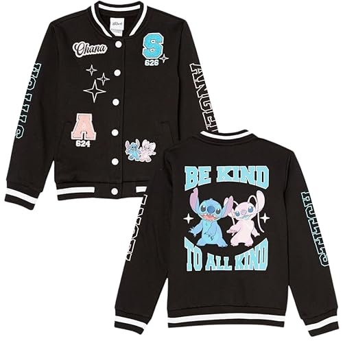 Disney Lilo,Stitch and Angel Varsity Bomber Jacket - Little and Big Girl Sizes 4-16