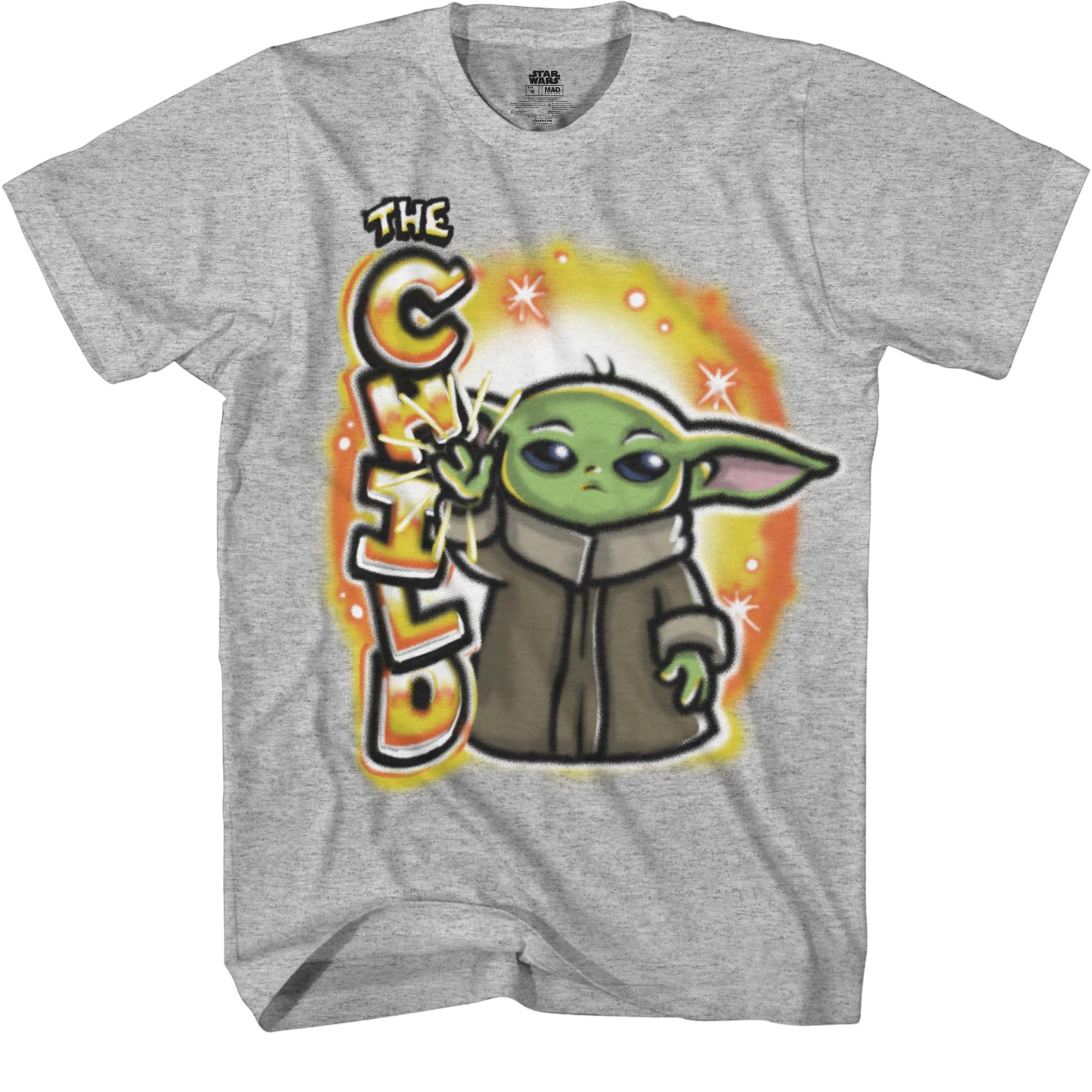 STAR WARS Boys Baby Yoda T-Shirt - Mandalorian The Child Boys Boys Short Sleeve T-Shirt- Air Brushed