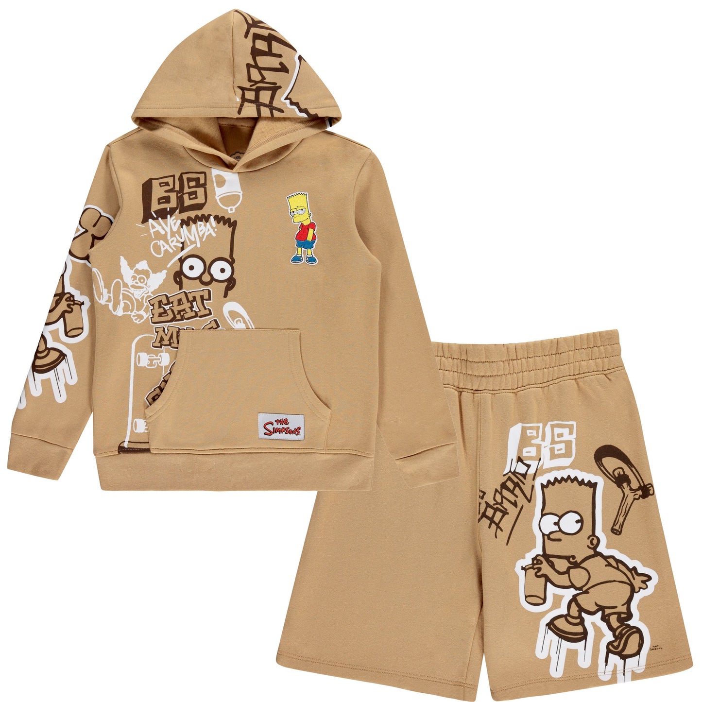 Boys Bart Simpson Hoodie and Shorts Clothing Set- Little and Big Boys Sizes 4-20