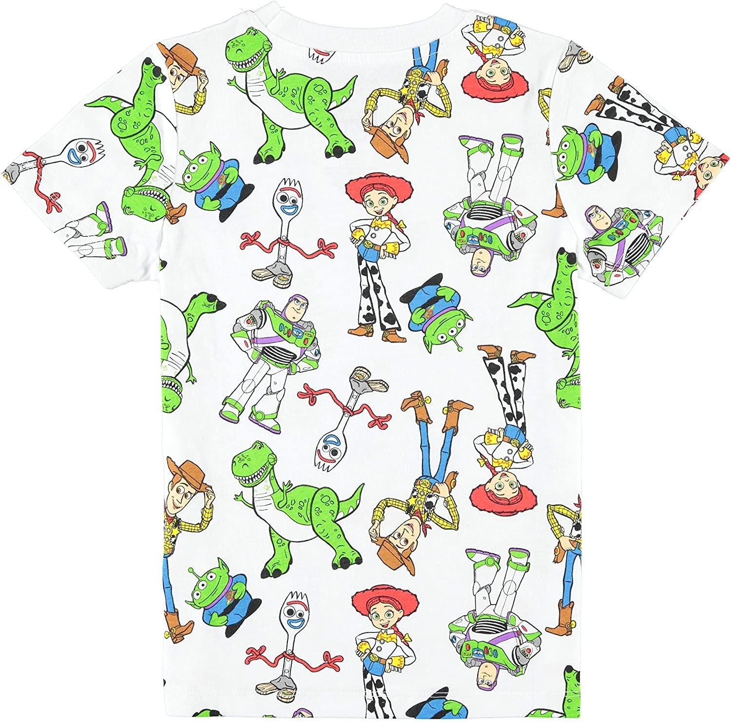 Disney Toy Story Boys Short Sleeve T-Shirt - All Over Print T-Shirt - Woody, Buzz, Forky, Jessie, Rex and Aliens