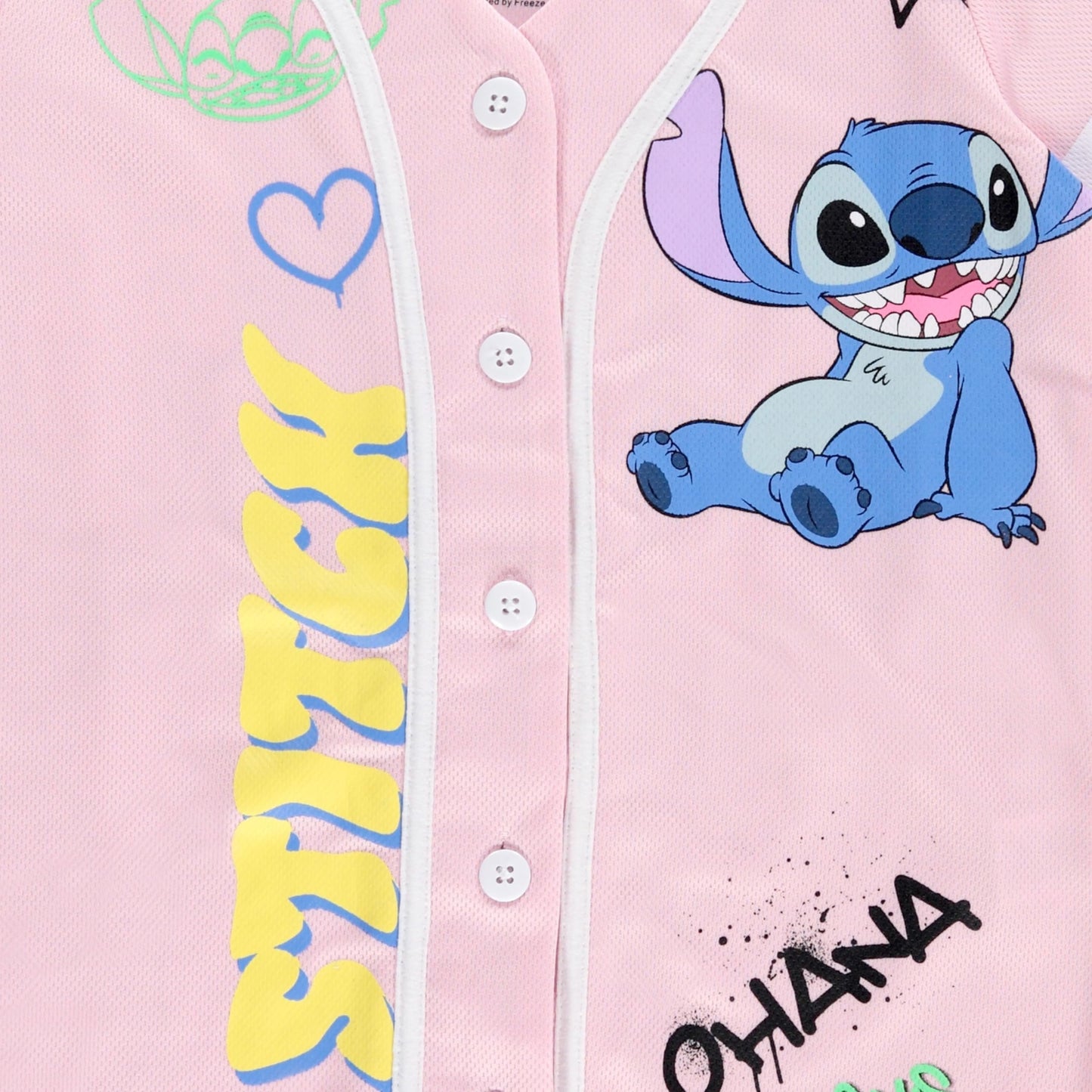 Disney Girls Baseball Jersey T-Shirt with Lilo & Stitch and Mickey Mouse- Girls Sizes 4-16 Hot Pink