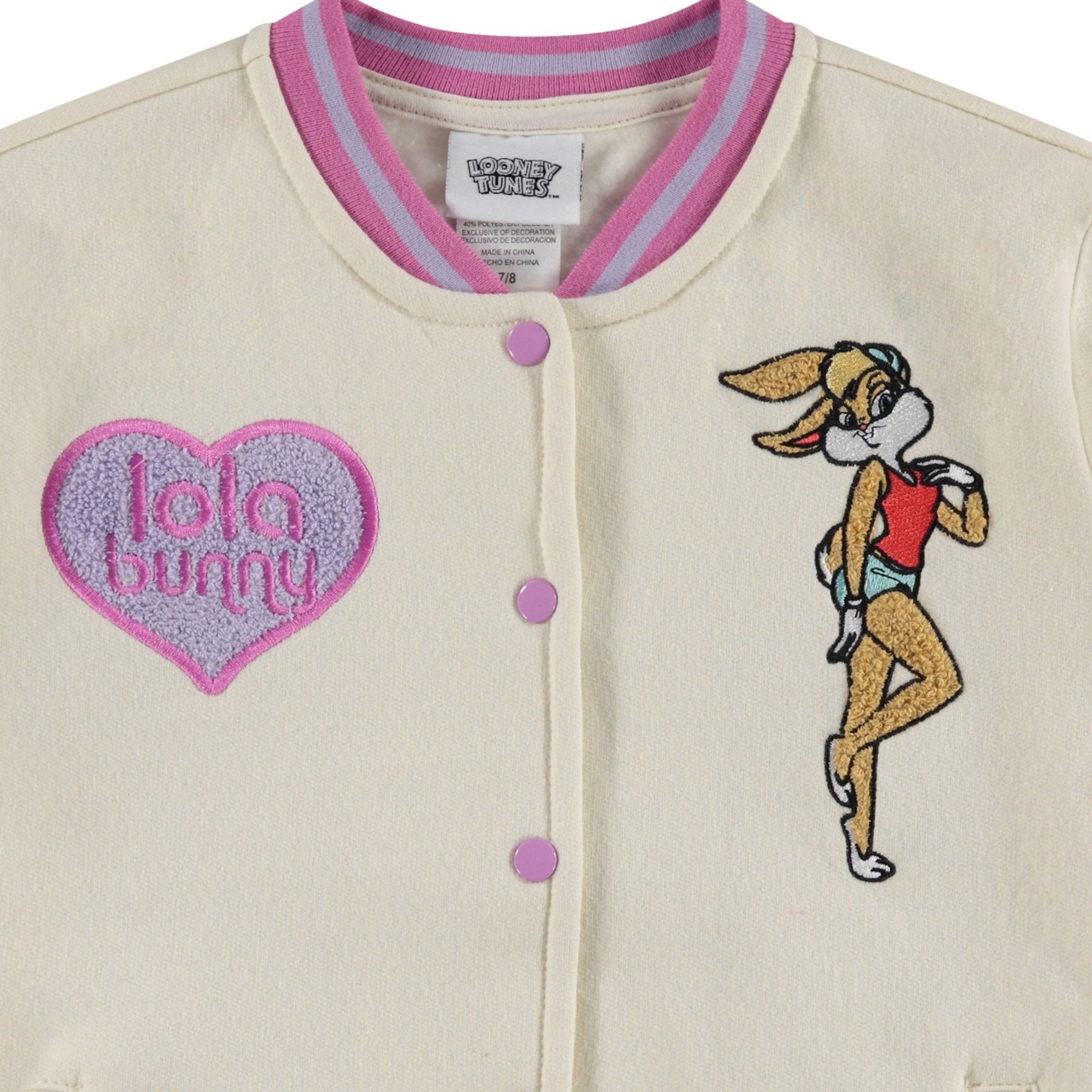 Looney Tunes Lola Bunny Varsity Bomber Jacket - Little and Big Girl Sizes 4-16