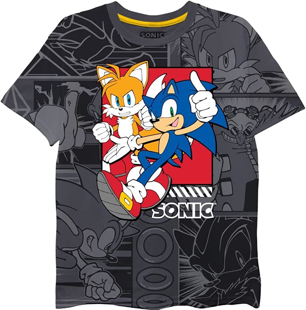 Boys Sonic the Hedgehog T-Shirt Sega Graphic Short Sleeve Crewneck Tee Little Big Boys