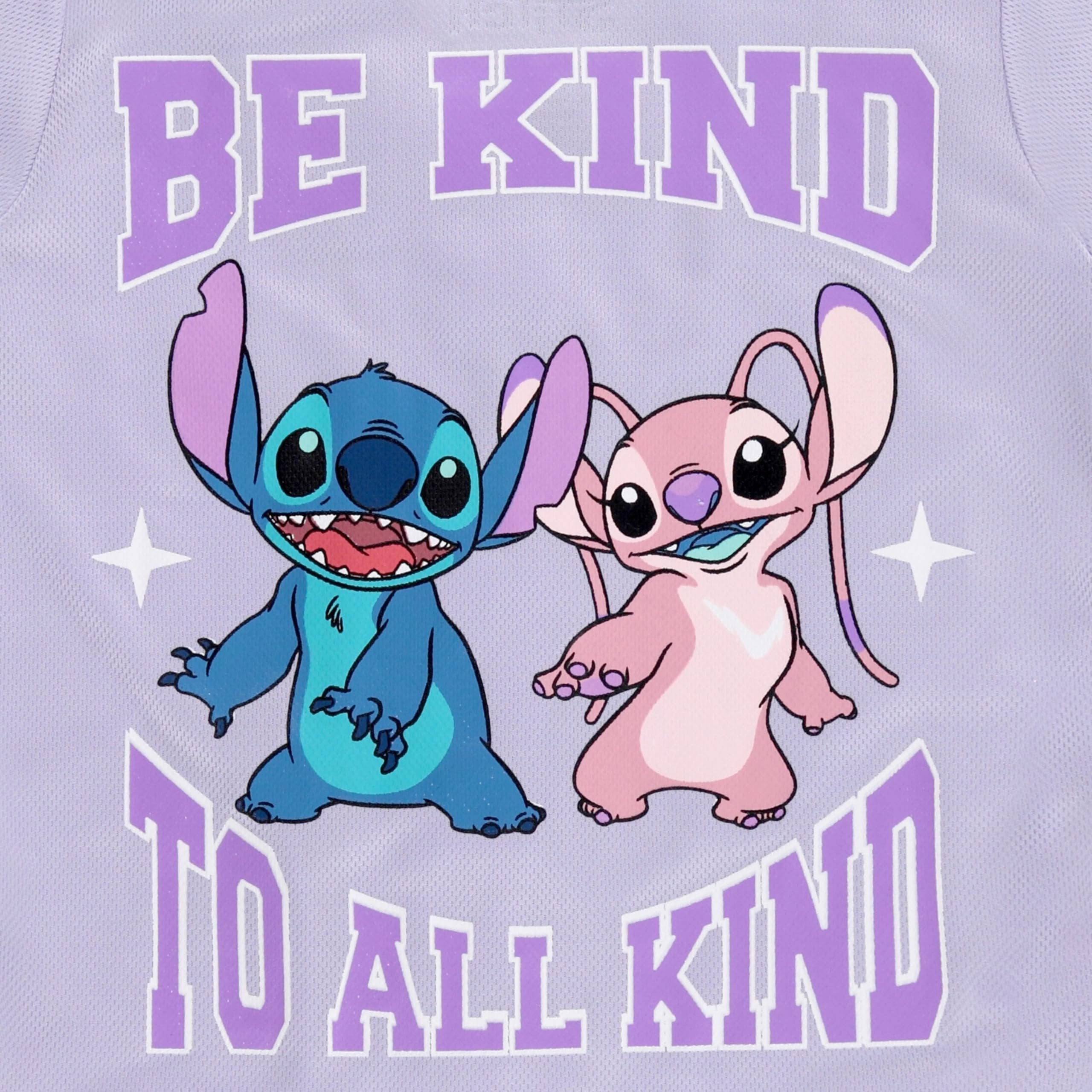 Disney Girls Baseball Jersey T-Shirt with Lilo & Stitch and Mickey Mouse- Girls Sizes 4-16 Hot Pink