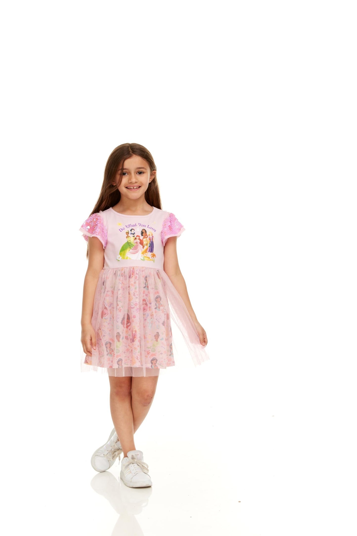 Disney Princess Sequin Sleeve Tulle Dress-Girls Sizes 2-6x