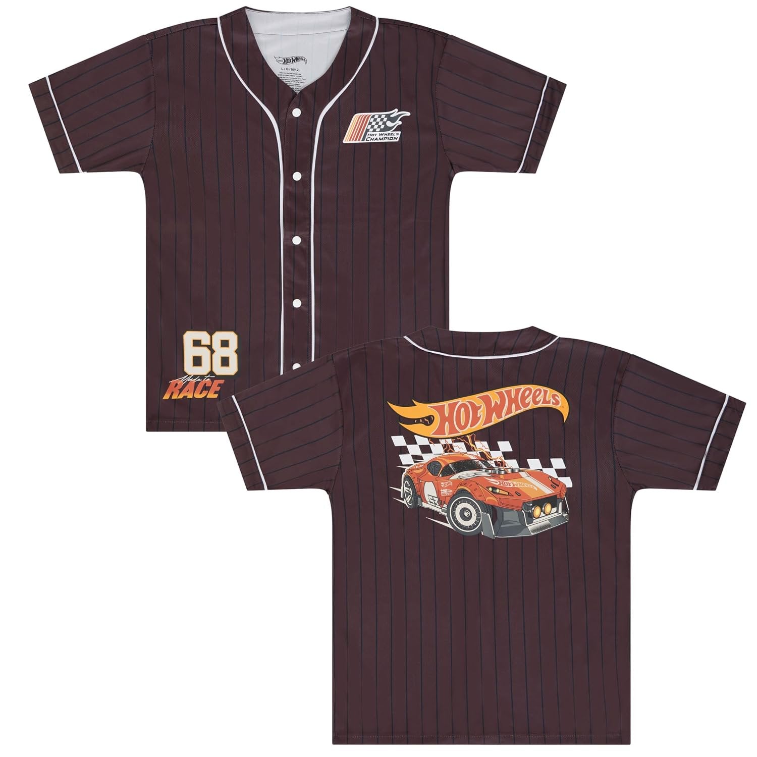 Hot Wheels Boys Baseball Jersey, Short Sleeve Button Front Shirt