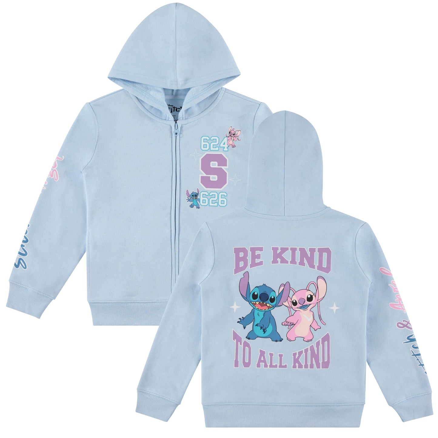 DISNEY Girls Lilo & Stitch Zip Up Hoodie - Little and Big Girls Sizes 4-16